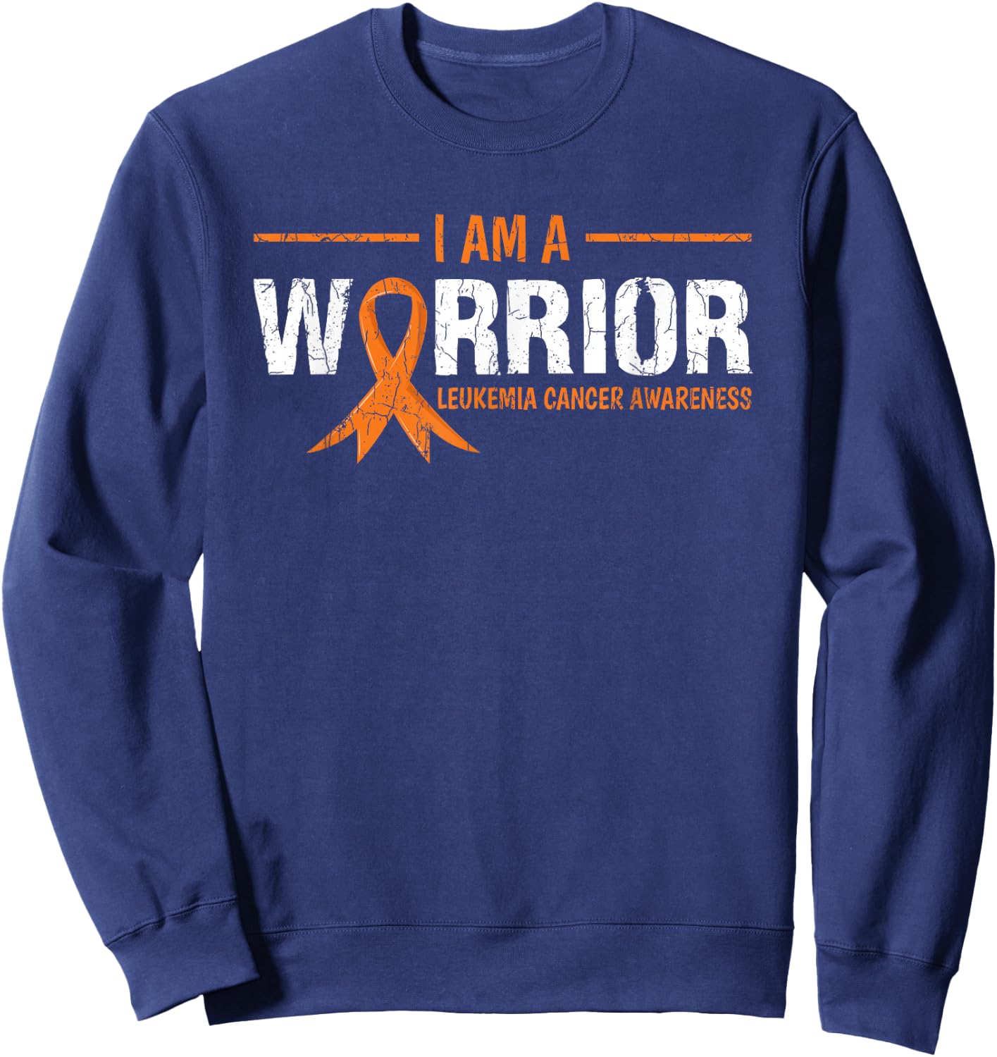 I Am A Warrior Leukemia Awareness Happy Ribbon Graphic Sweatshirt - Sweatshirt | Navy