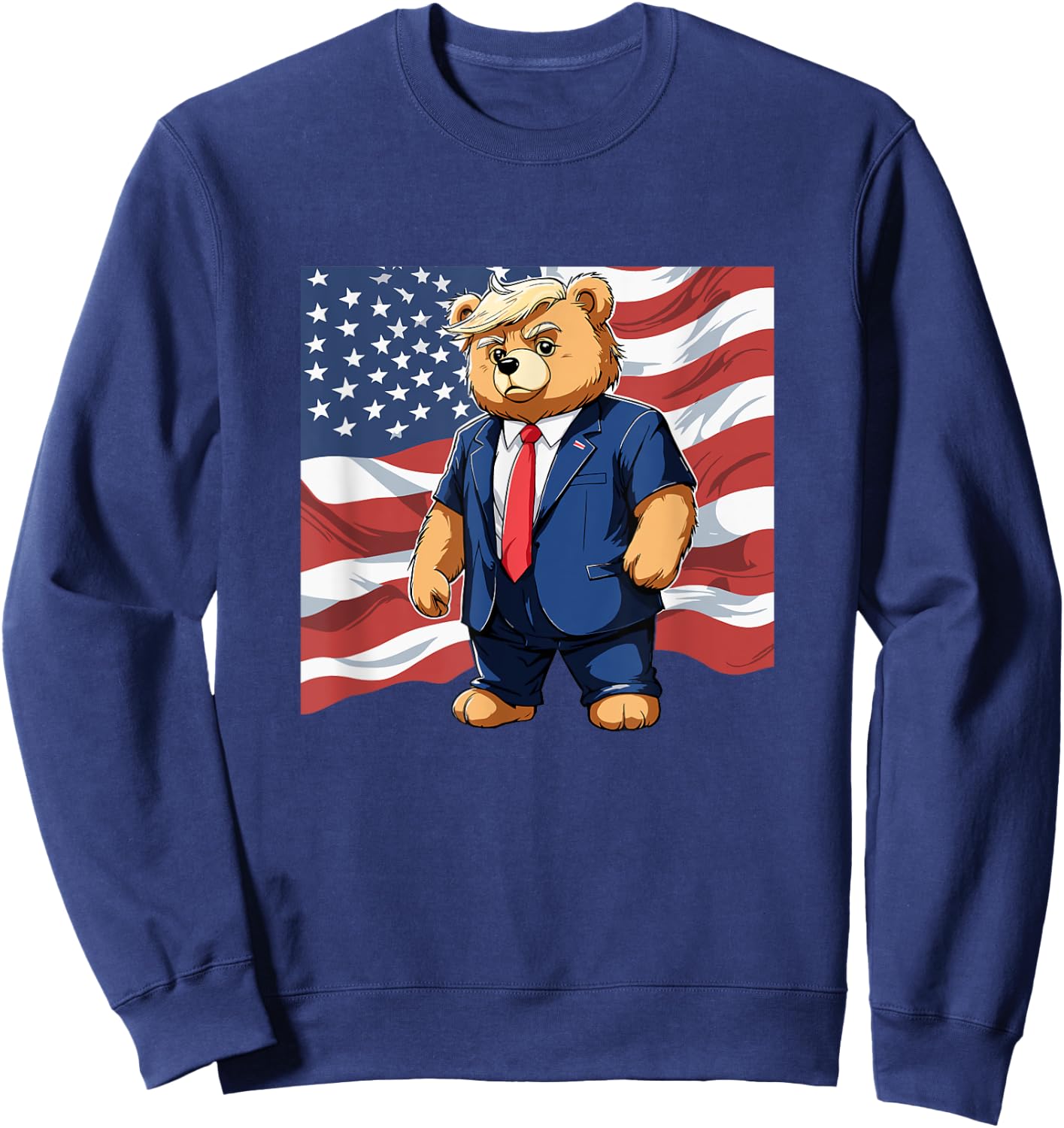 Trump Teddy Bear USA Flag Patriot Supporter Sweatshirt - Sweatshirt | Navy