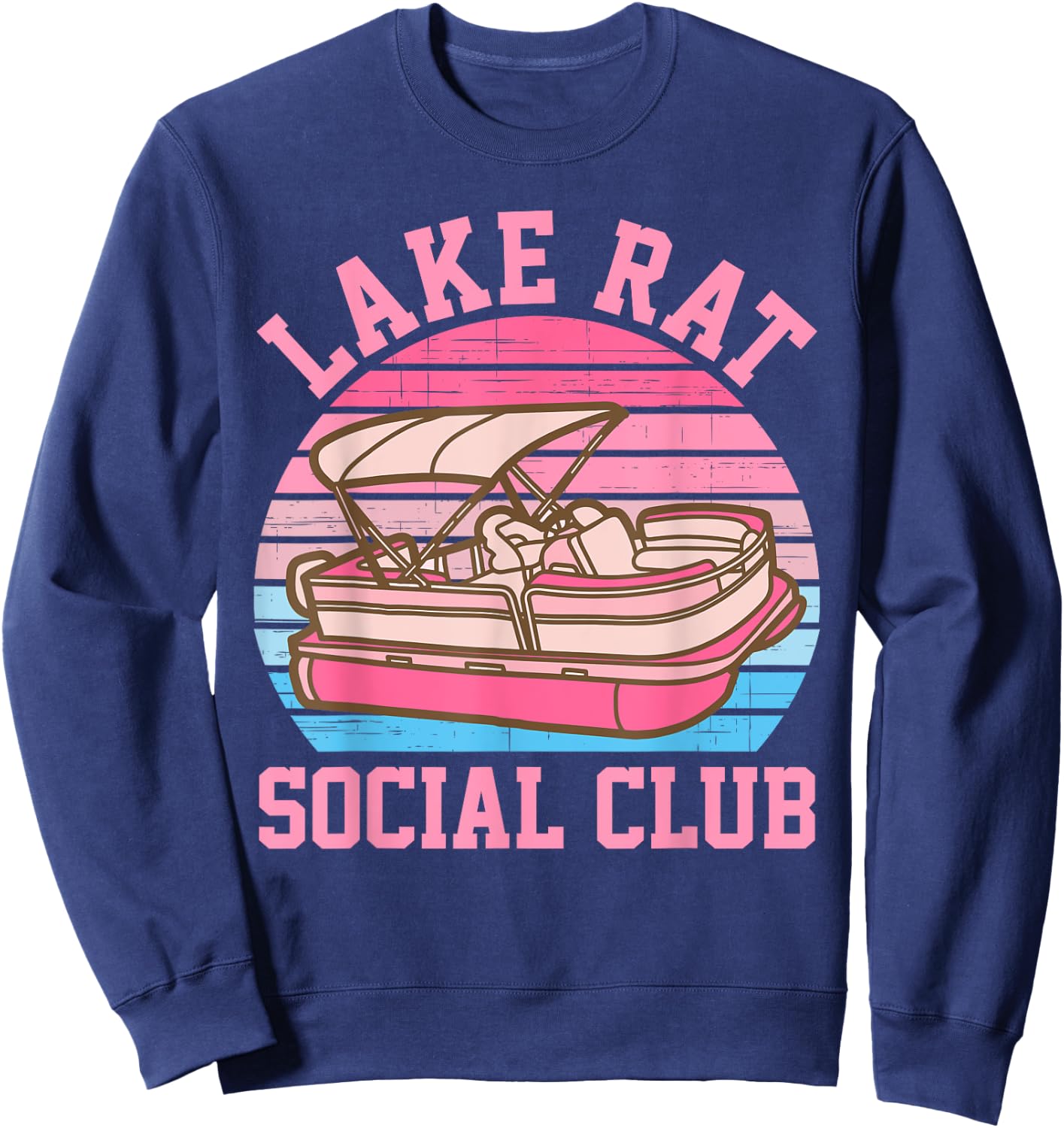 Lake Rat Social Club Boat Vintage Design Sweatshirt - Sweatshirt | Navy