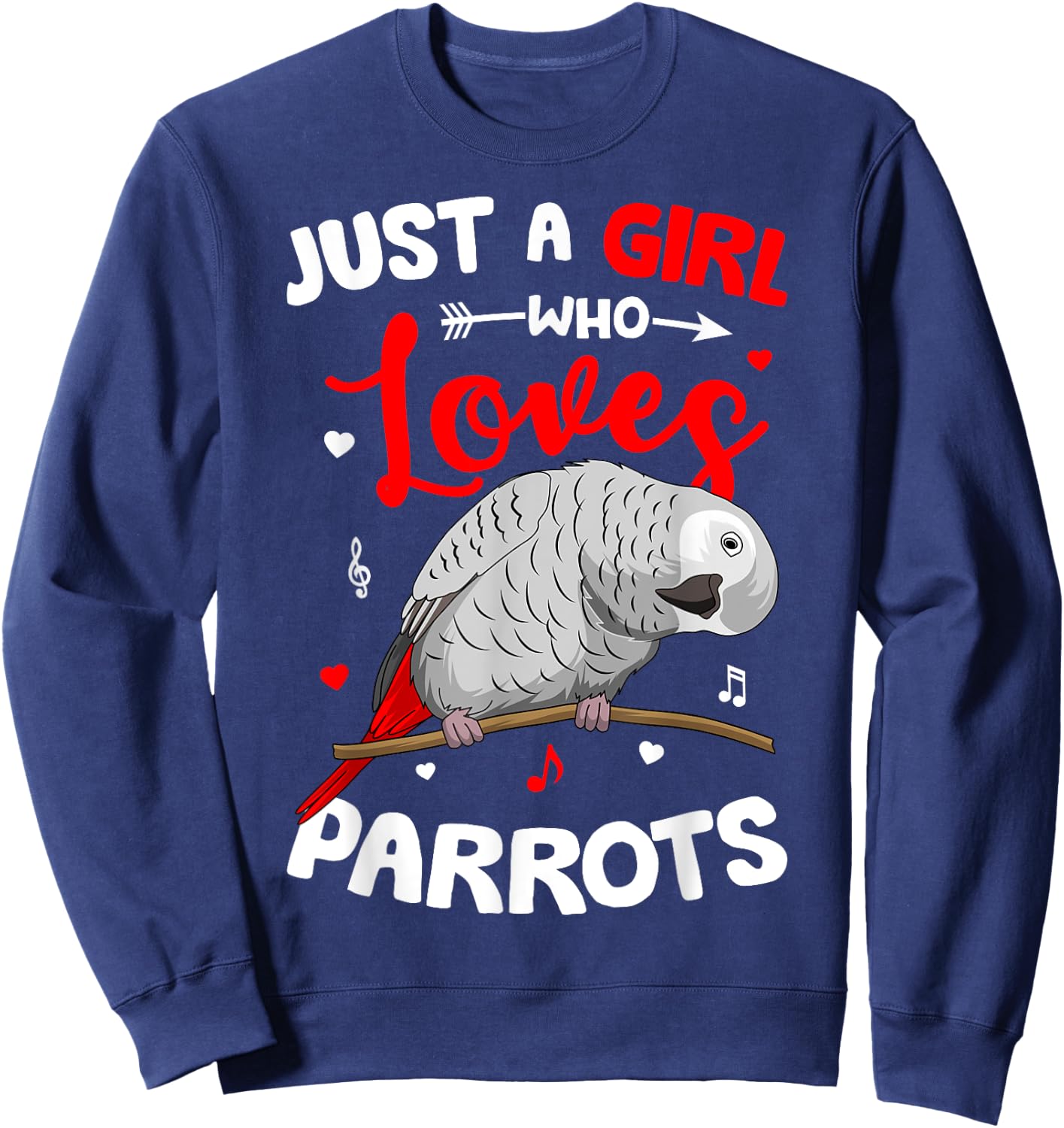 Just A Girl Who Loves African Greys African Grey Parrot Sweatshirt - Sweatshirt | Navy