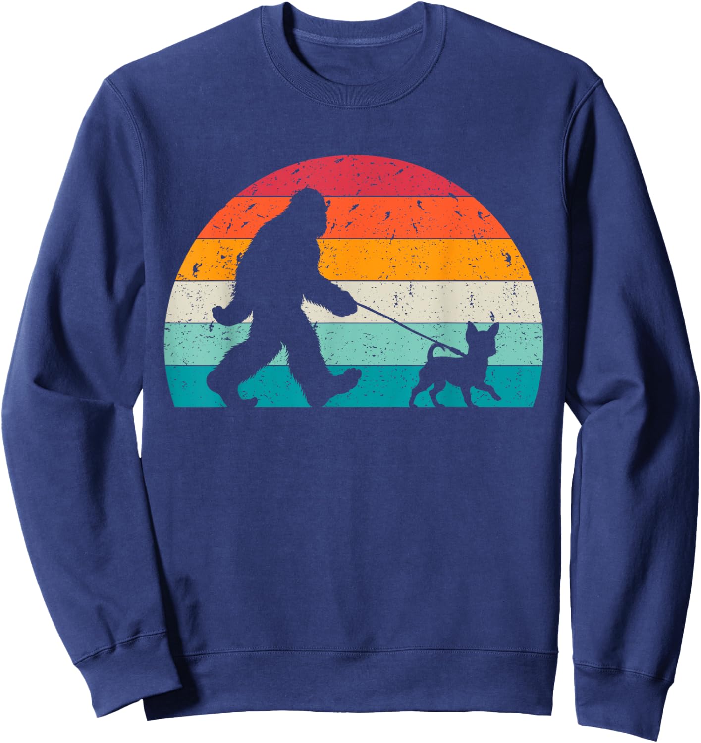 Bigfoot Walking a Dog Funny Chihuahua Lovers Dog Dad Men Women Kids Sweatshirt - Sweatshirt | Navy