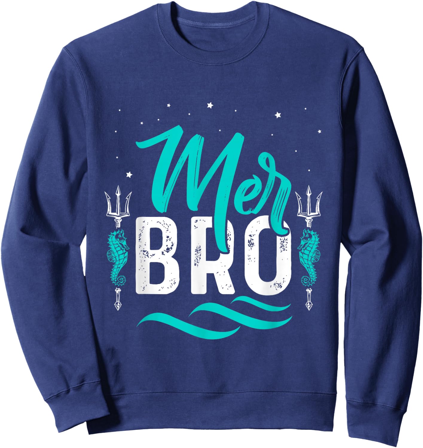 Merbro Brother of a Mermaid Boy and Toddlers Kids Merman Sweatshirt - Sweatshirt | Navy