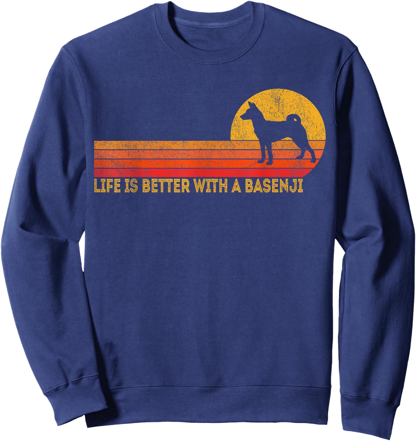 Life Is Better With A Basenji Retro Basenji Dog Vintage Women Girls Kids Sweatshirt - Sweatshirt | Navy