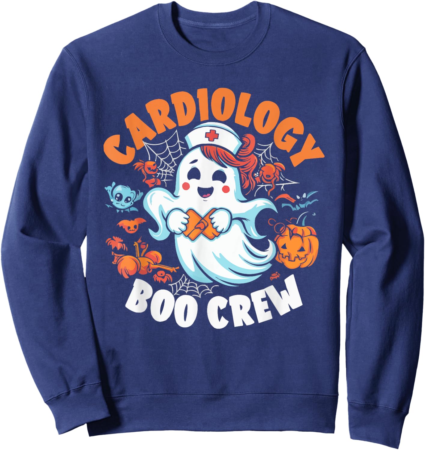 Cardiology Nurse Halloween Spooky Nursing Trick Or Treat Sweatshirt - Sweatshirt | Navy