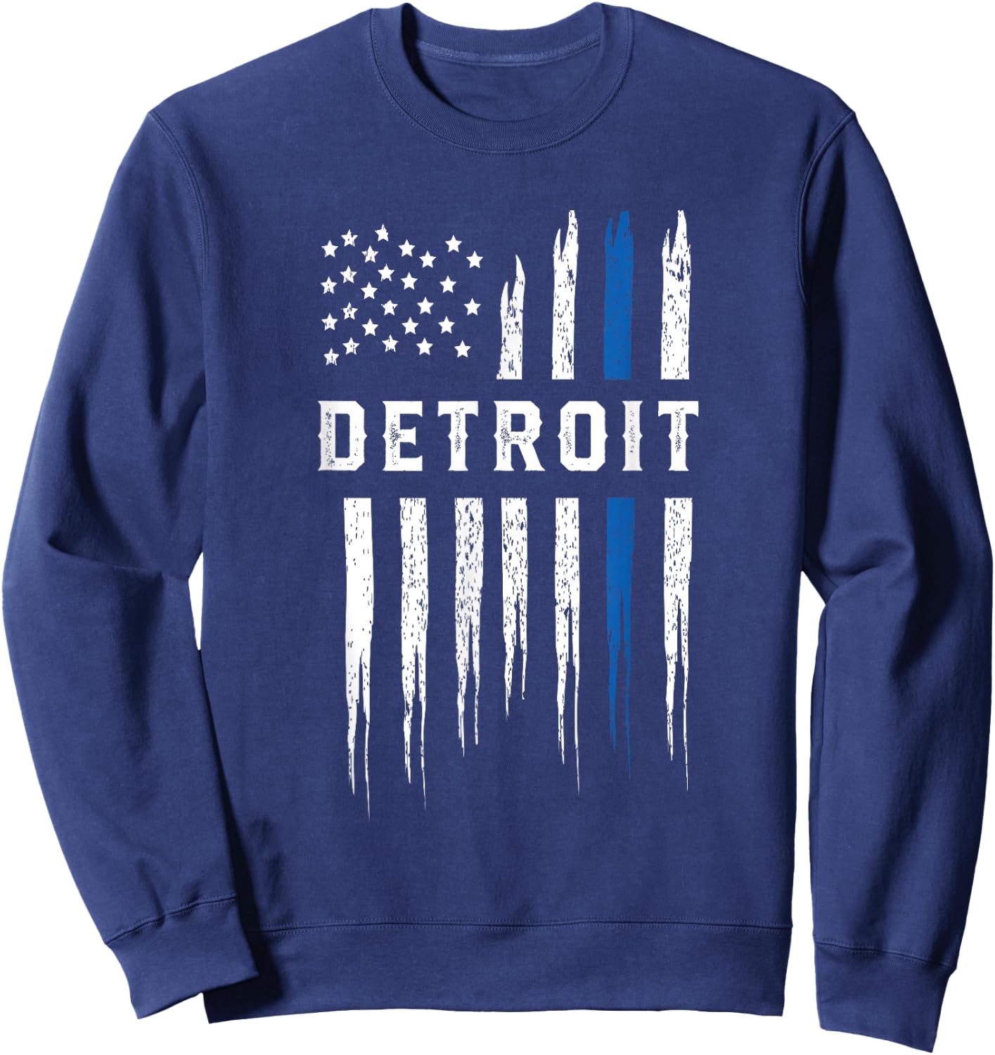 Thin Blue Line Heart Detroit Police Officer Michigan Cops Sweatshirt - Sweatshirt | Navy