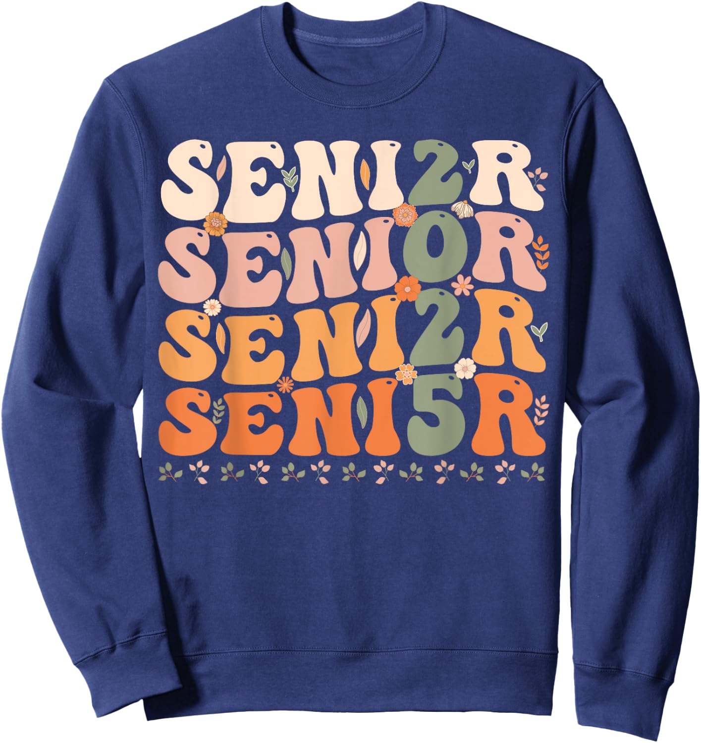 Senior 2025 Class of 2025 Graduation 2025 Groovy Sweatshirt - Sweatshirt | Navy