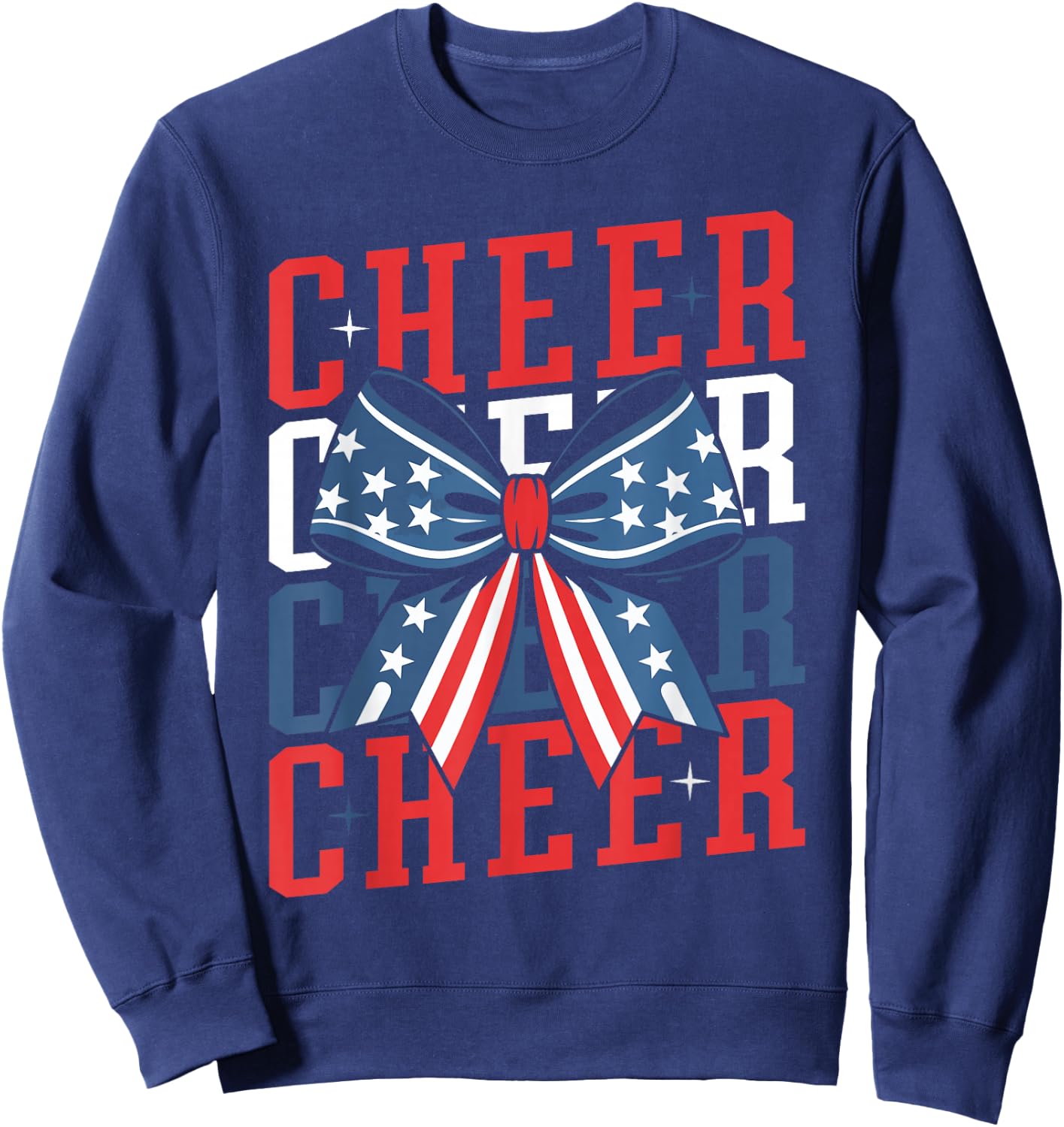 Cheerleader 4th of July Bow Patriotic Cheer USA Bow Sweatshirt - Sweatshirt | Navy