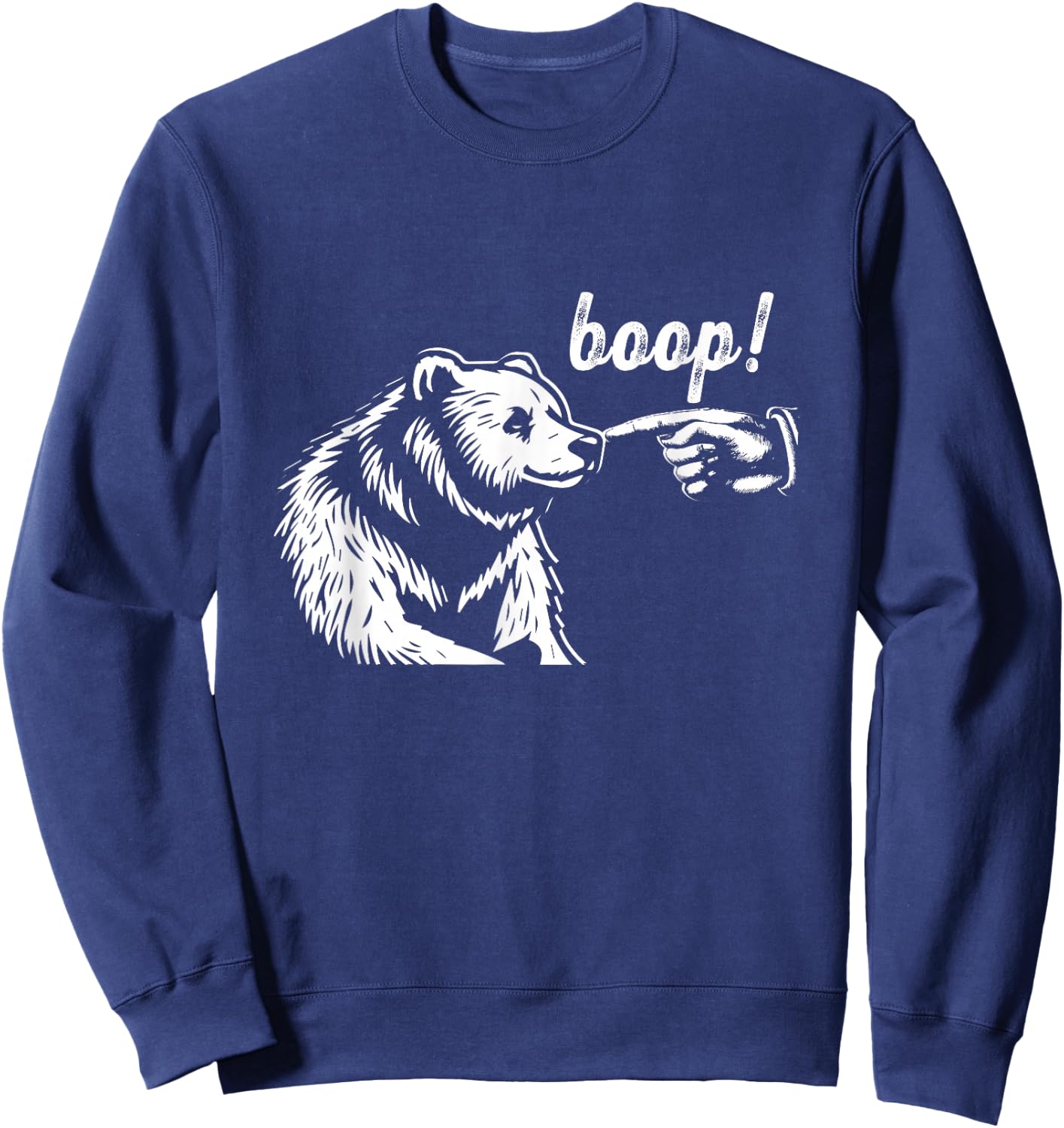 Boop Bear Funny Hand Touch Bear Nose Wildlife Animal Meme Sweatshirt - Sweatshirt | Navy
