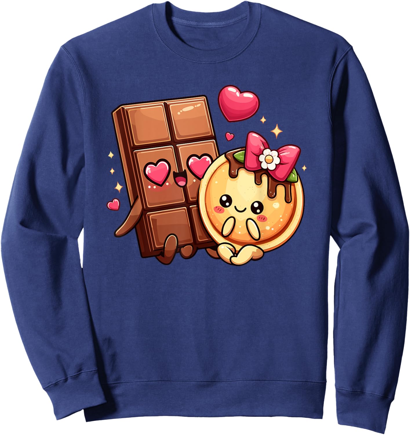 Choco And Pancake Couples Love Matching Chocolate Day Sweatshirt - Sweatshirt | Navy