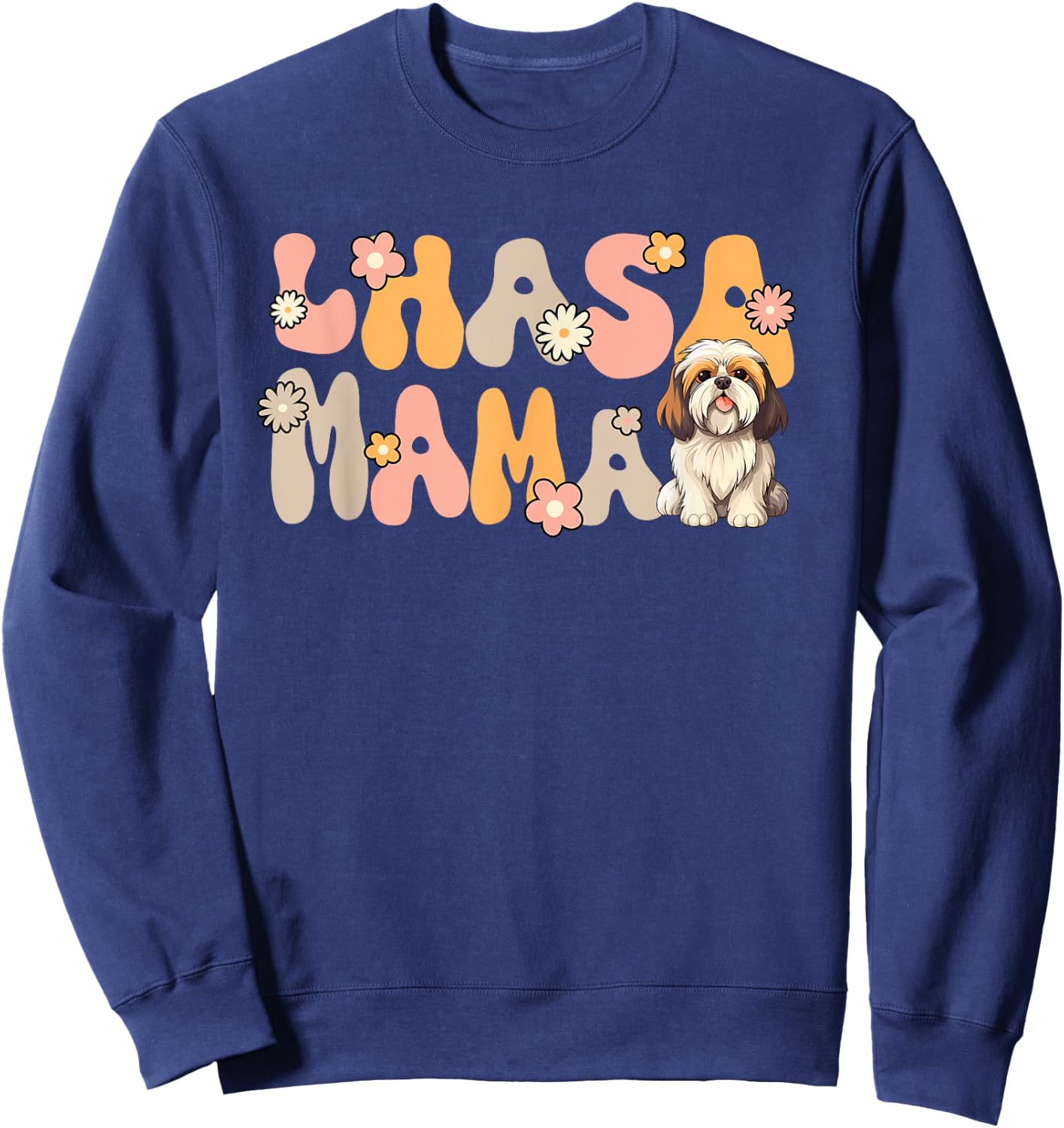 Lhasa Apso Groovy World's Best Lhasa Mama Sweatshirt - Sweatshirt | Navy