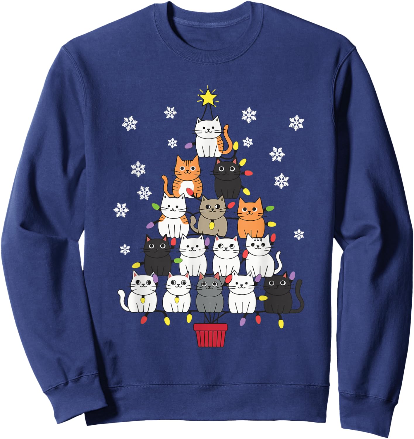 Christmas Tree Cat Women Kids Sweatshirt - Sweatshirt | Navy