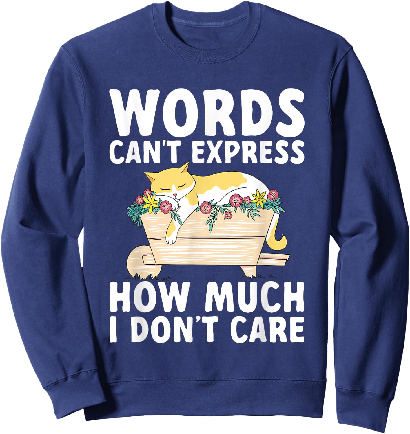 Words Can't Express How Much I Don't Care Sarcastic Cat Sweatshirt - Sweatshirt | Navy
