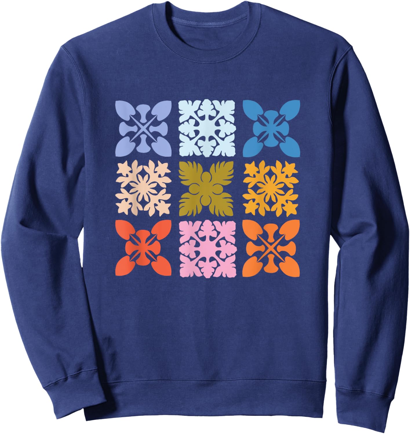 Color Block Hawaiian Quilt Square Sweatshirt - Sweatshirt | Navy