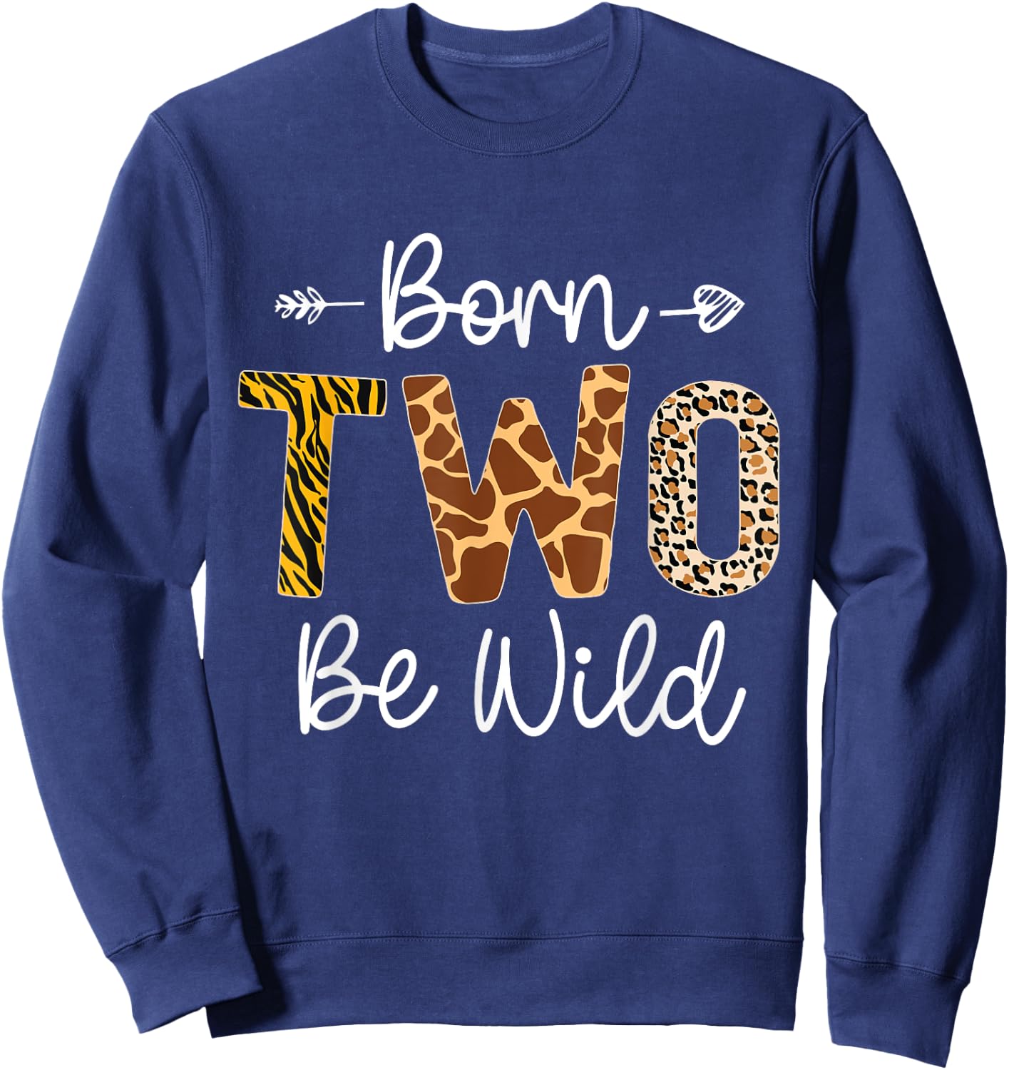 Wild Mama Born Two be Wild 2nd Birthday Zoo Jungle Safari Sweatshirt - Sweatshirt | Navy