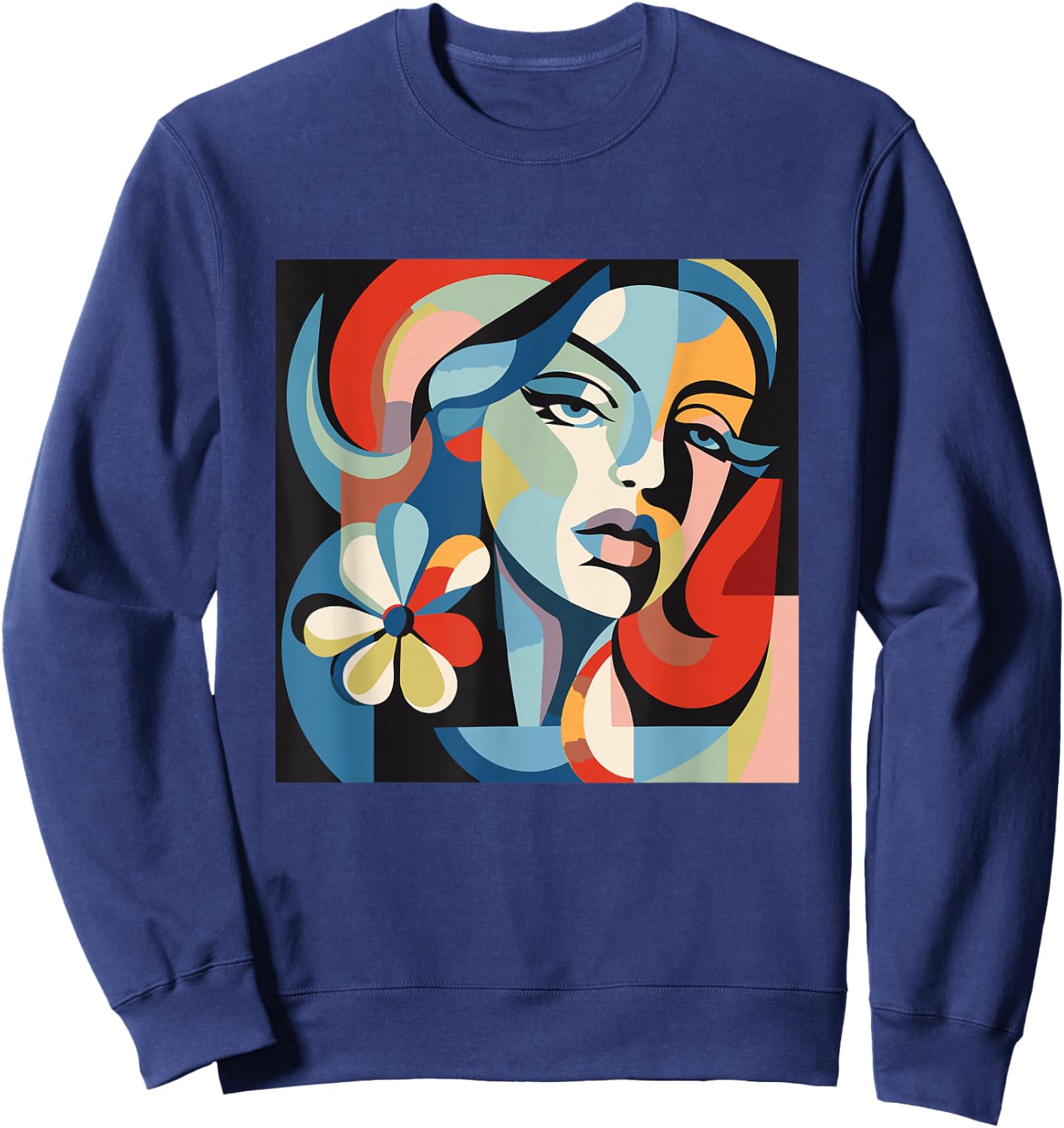 Abstract Woman Face Art Illustration Graphic Designs Sweatshirt - Sweatshirt | Navy