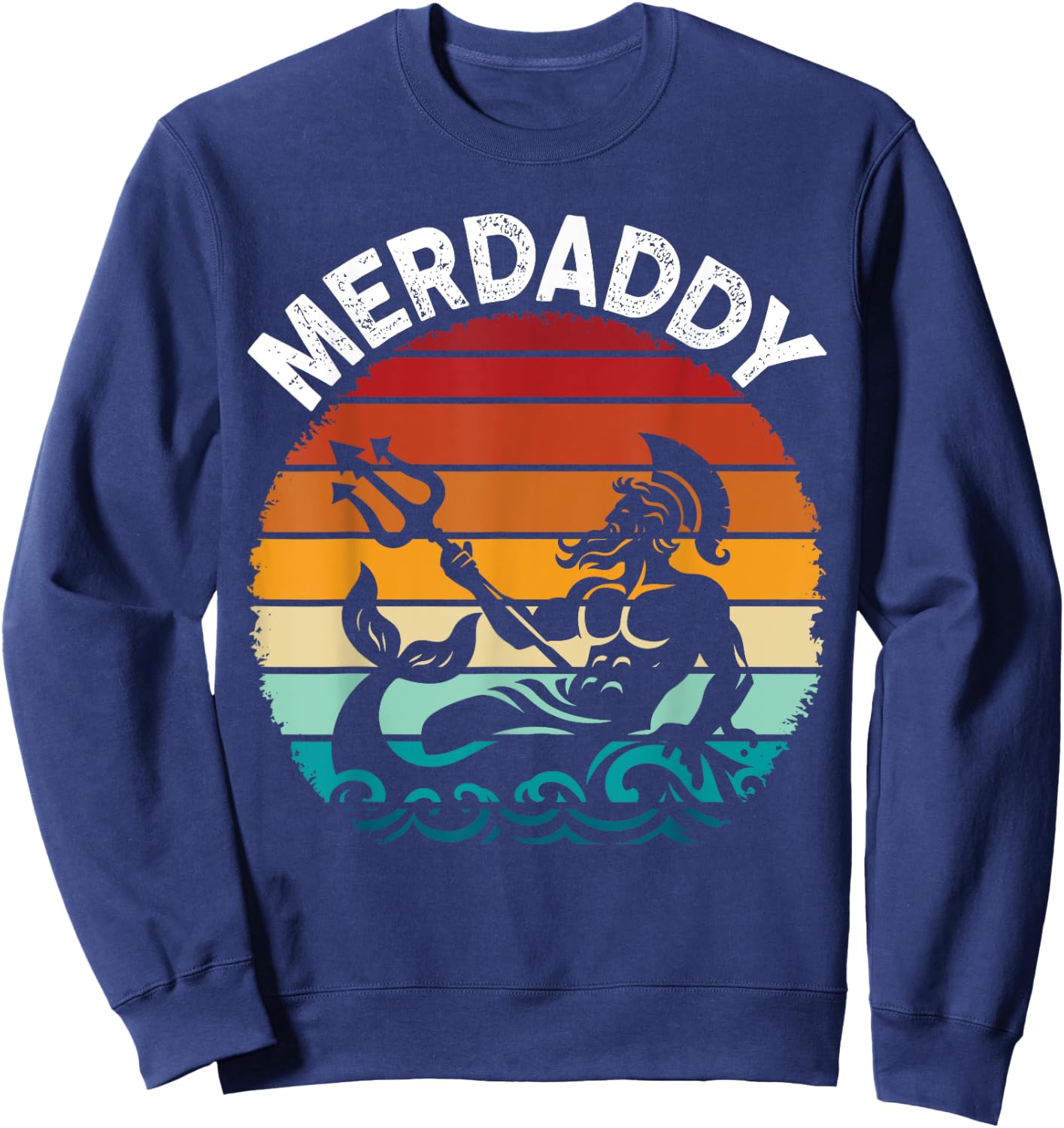 Merdaddy Security Merman Mermaid Daddy Fish Father's Day Sweatshirt - Sweatshirt | Navy