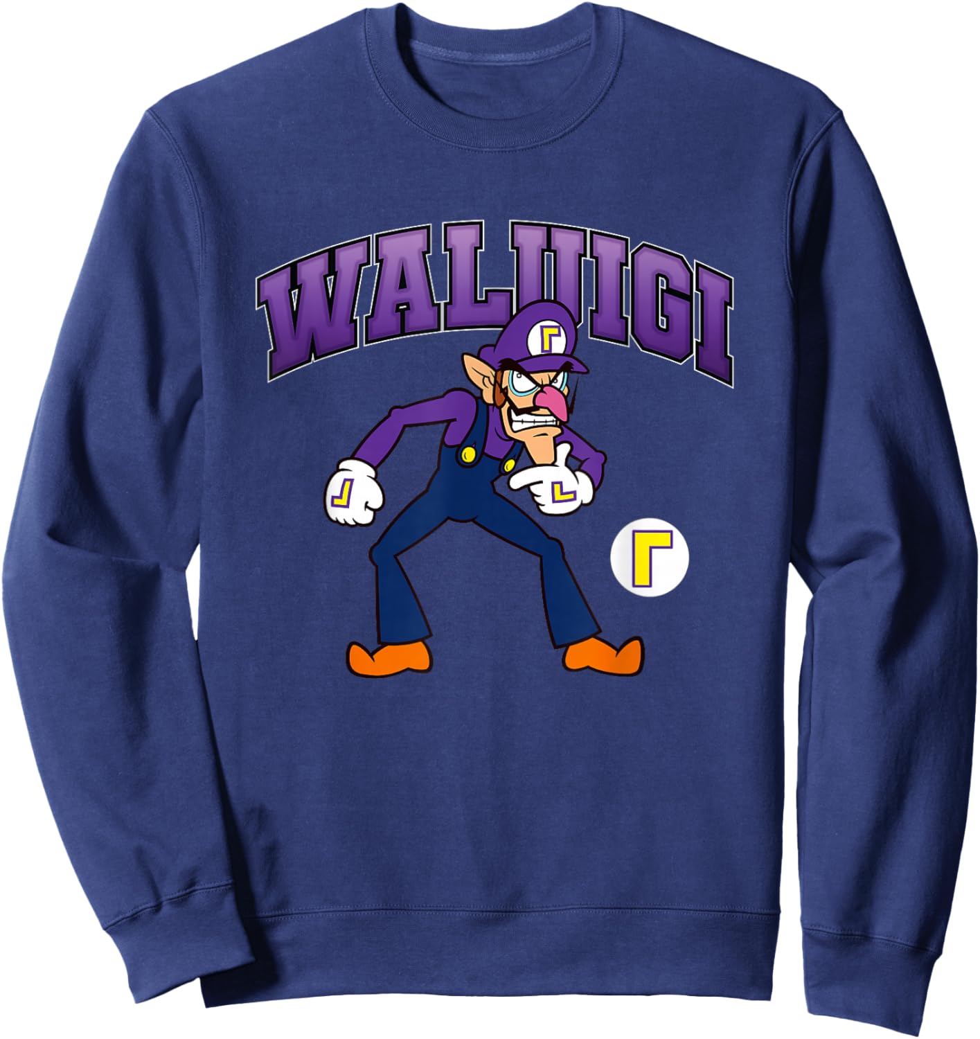 Super Mario Bros Waluigi Big Character Portrait Sweatshirt - Sweatshirt | Navy