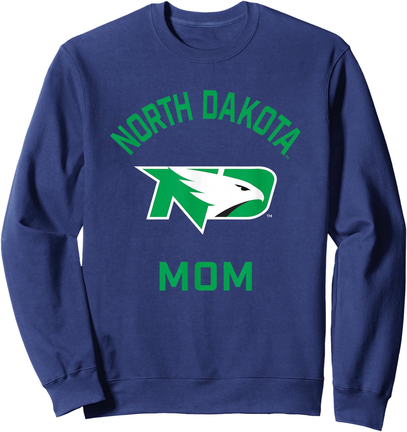 Campus Lab UND Fighting Hawks Arched Mom - Black, -Adults, Short Sleeve, Modern (Green & White), NCAA, School, Game, , Size: Small Sweatshirt - Sweatshirt | Navy