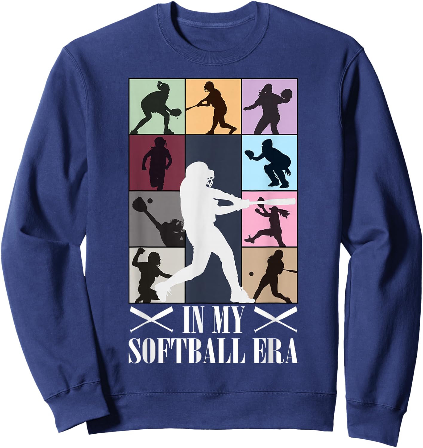 in My Softball Era Funny Softball Girl Player Lover Sweatshirt - Sweatshirt | Navy