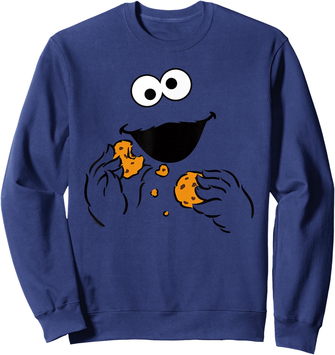 Sesame Street Cookie Monster Om Nom Face Halloween Costume Sweatshirt - Sweatshirt | Navy