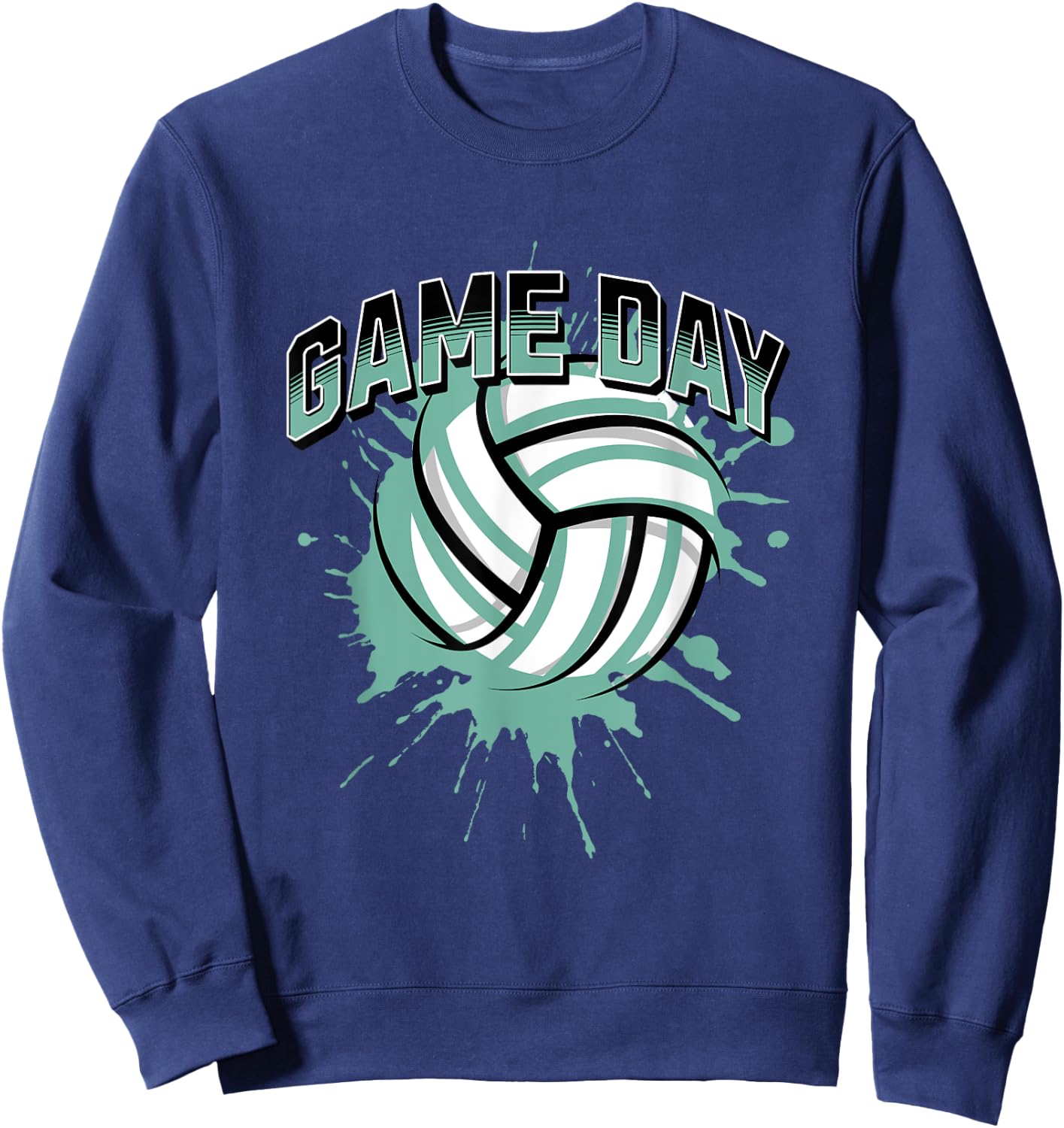 Volleyball Parents Team Game Day Teal Black & Gray Art Sweatshirt - Sweatshirt | Navy