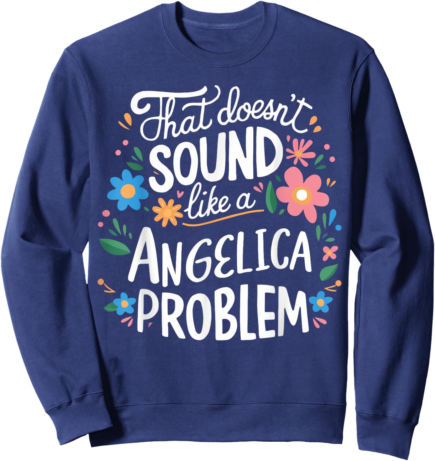 Angelica Personalized Cute Flower Girls Angelica Name Sweatshirt - Sweatshirt | Navy