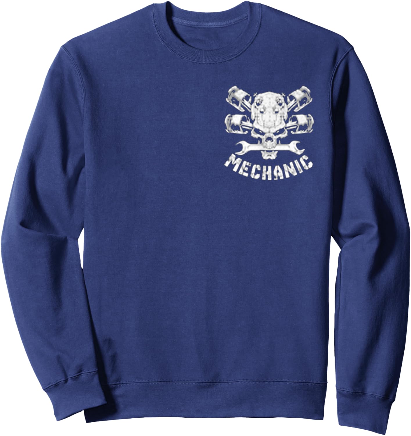 Mechanic Skull Pocket - Mechanic Tools Design Art Sweatshirt - Sweatshirt | Navy