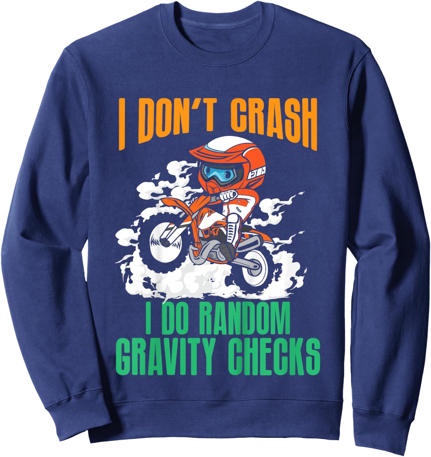 Kids Funny Gravity Check Dirt Bike Motocross Motorcycle Crash MX Sweatshirt - Sweatshirt | Navy