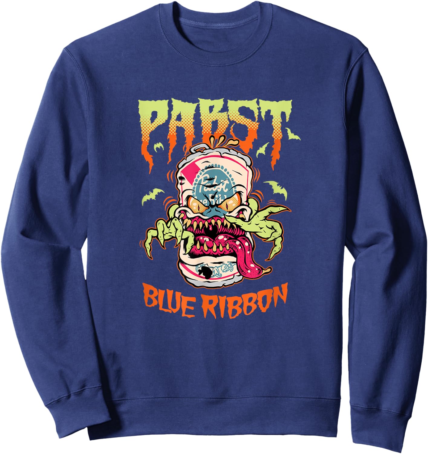 Pabst Blue Ribbon | Halloween Creature Can Sweatshirt - Sweatshirt | Navy