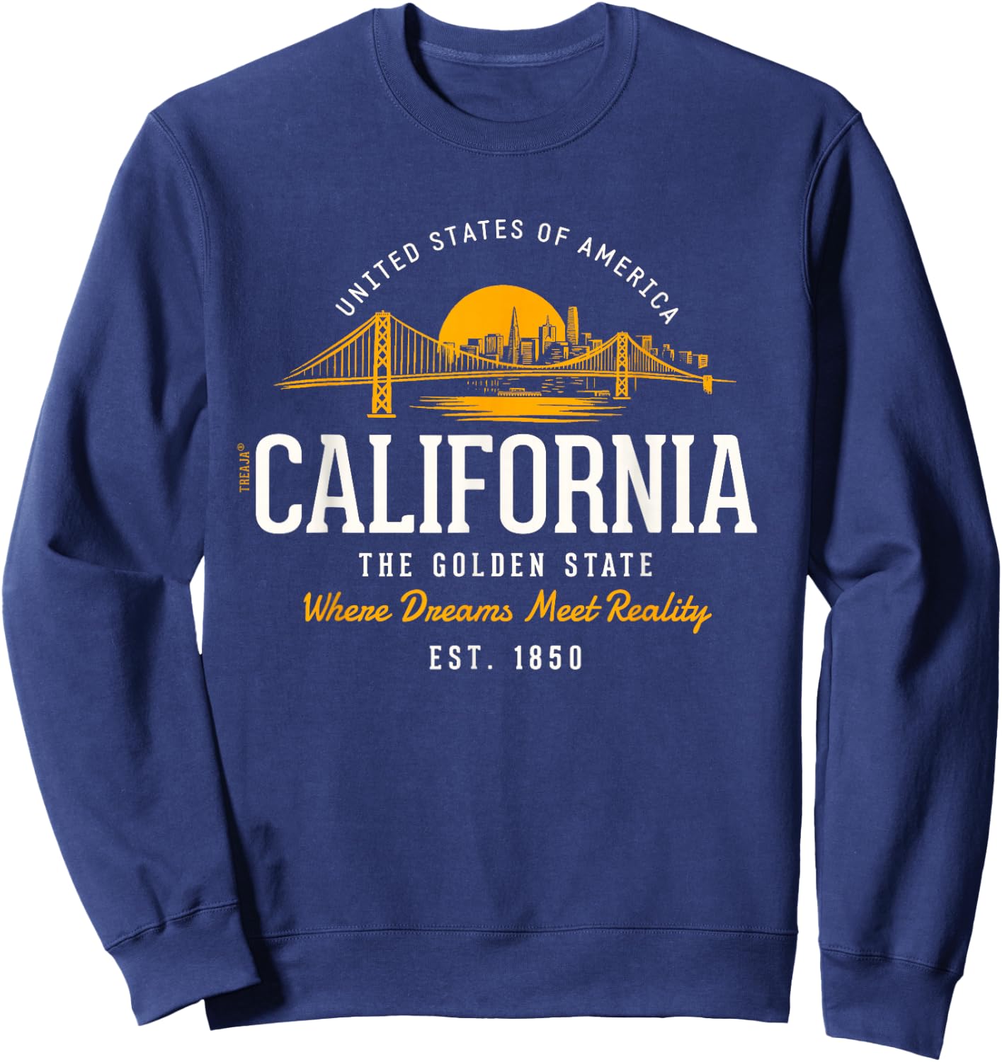 Retro Styled Vintage State of California Sweatshirt - Sweatshirt | Navy