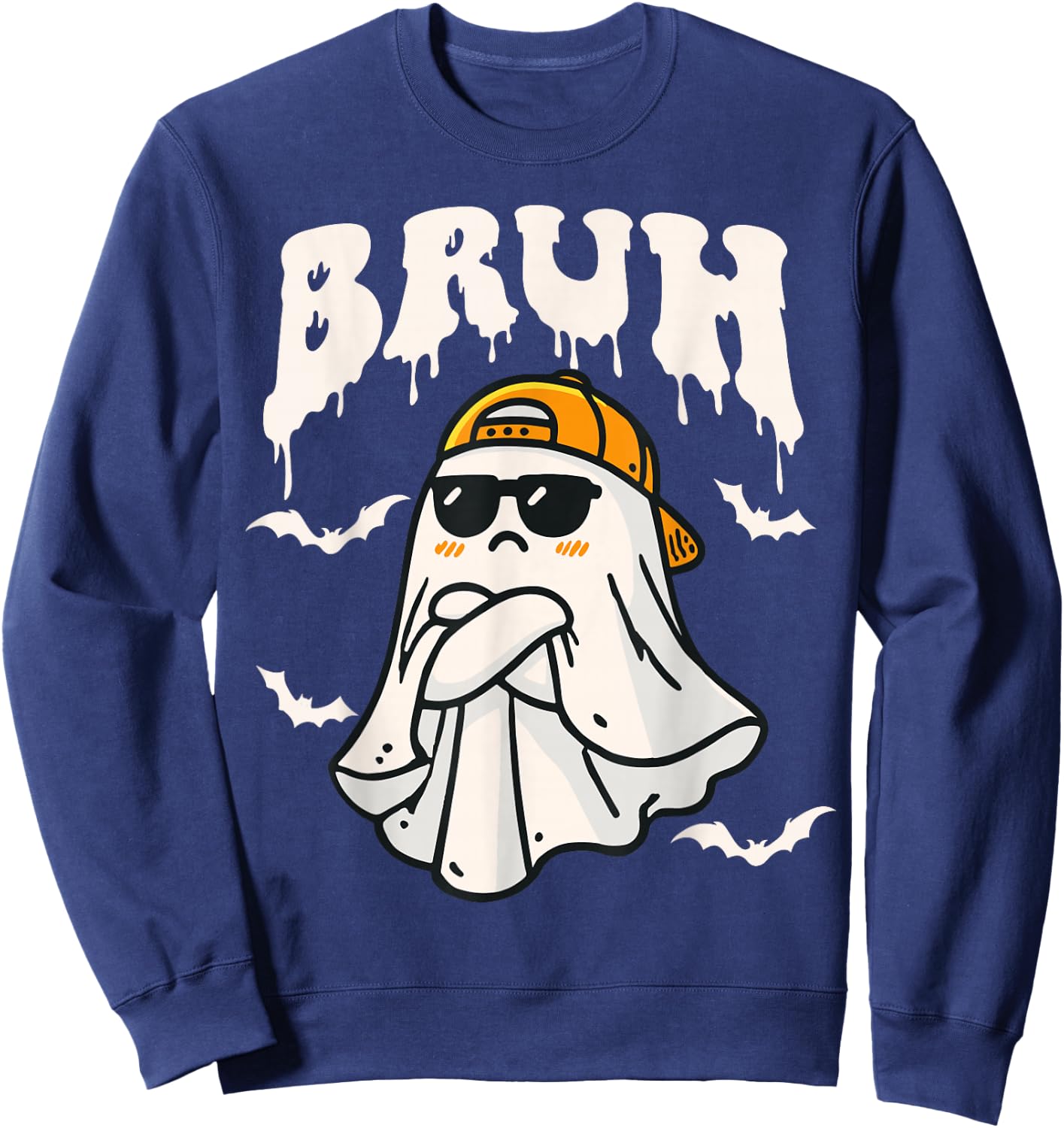 Halloween Bruh Cute Funny Ghost Boo Spirit Halloween Bruh Sweatshirt - Sweatshirt | Navy