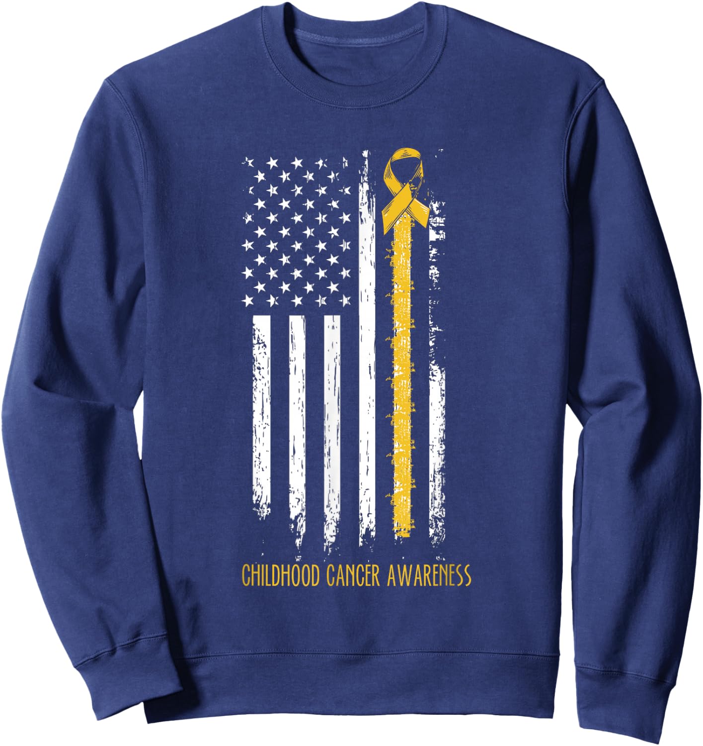 Childhood cancer awareness ribbon in a flag Sweatshirt - Sweatshirt | Navy