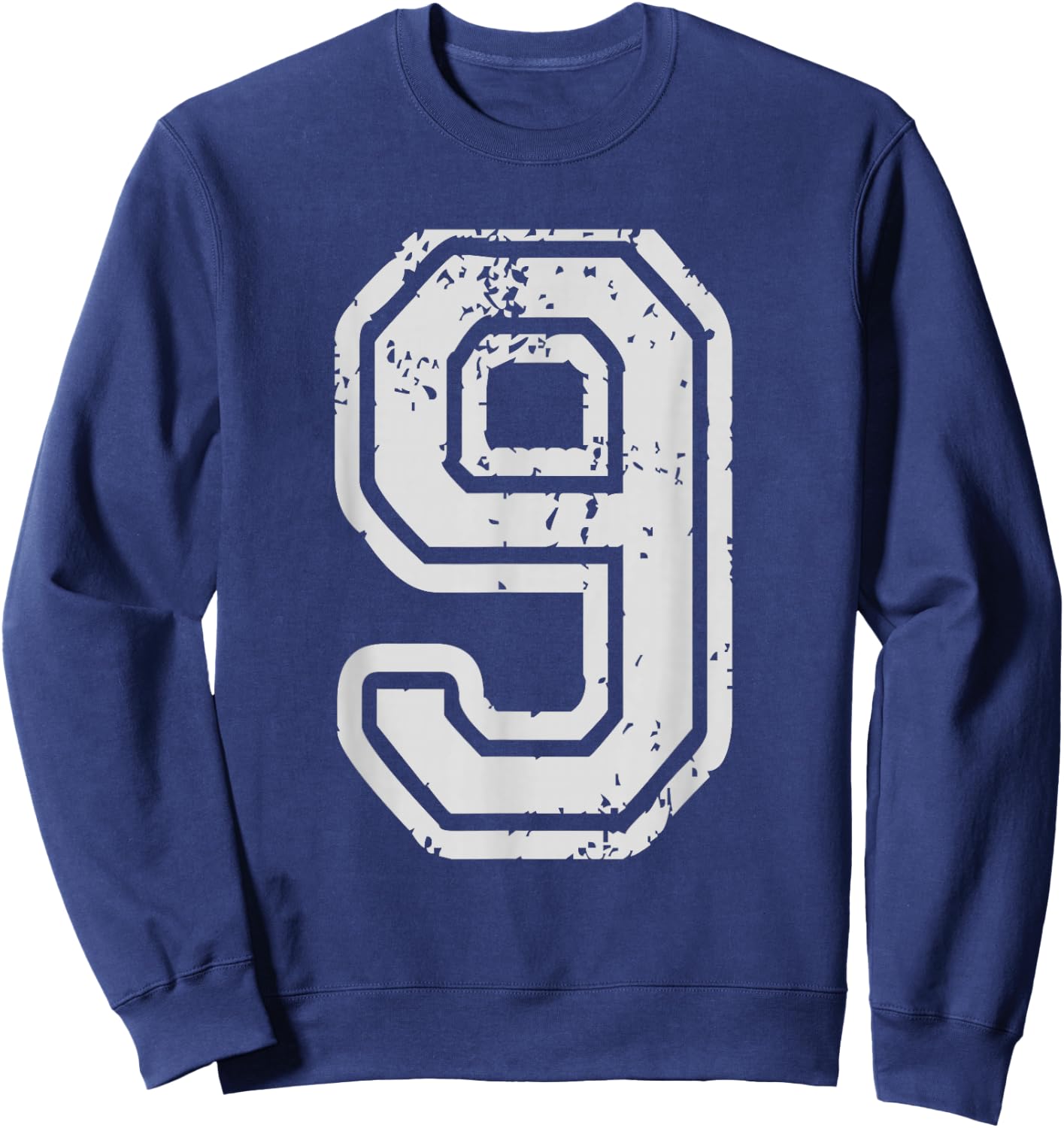 Team Jersey Uniforms Number 9 Nine School Sports Birthdays Sweatshirt - Sweatshirt | Navy