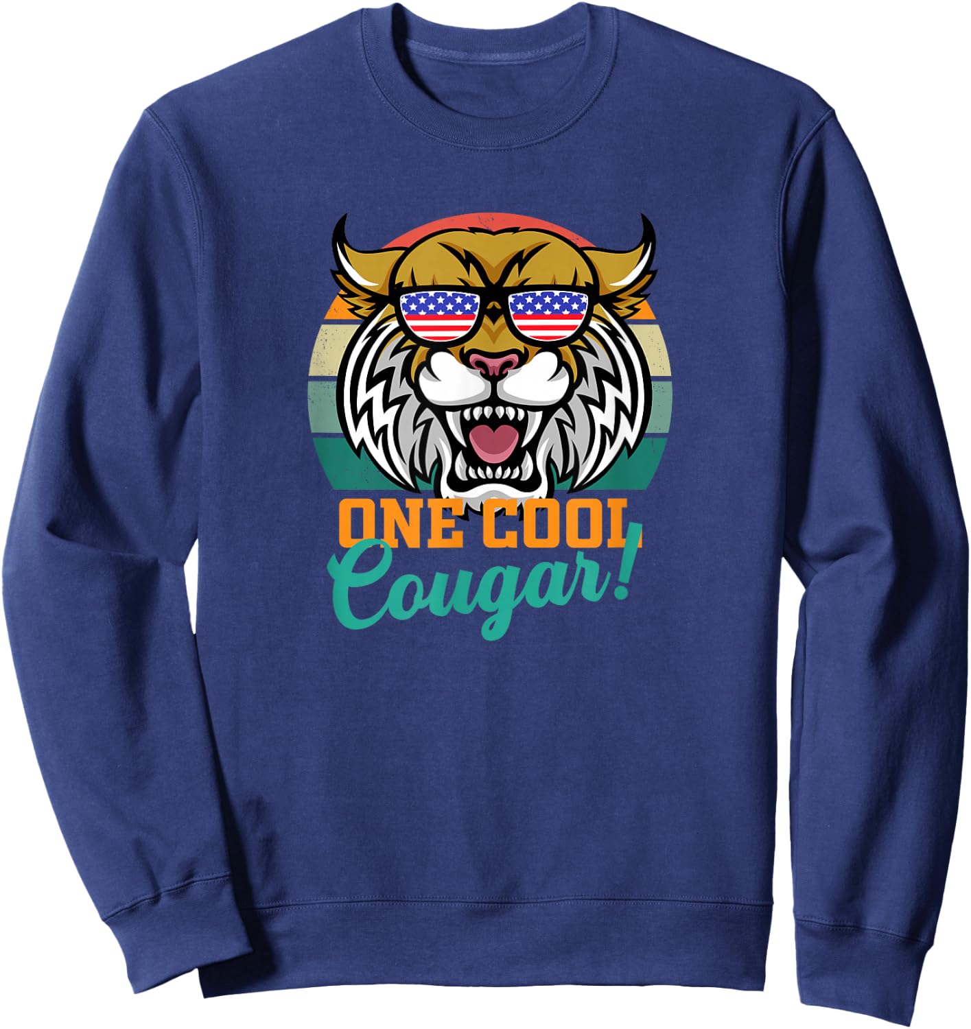 Cougar Cougars USA Flag American Sports Patriotic Souvenirs Sweatshirt - Sweatshirt | Navy