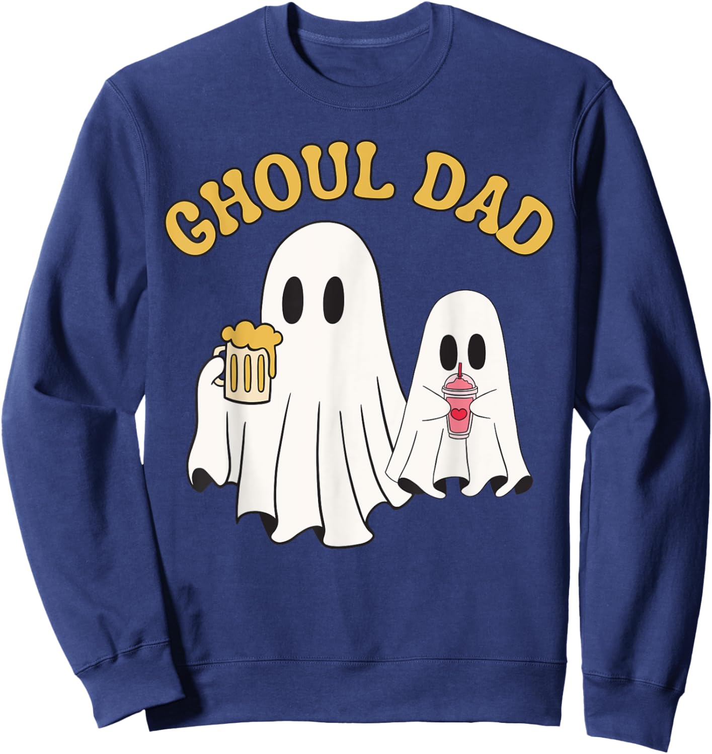 Ghoul Dad Funny Halloween Father Retro Ghost Daddy Beer Sweatshirt - Sweatshirt | Navy