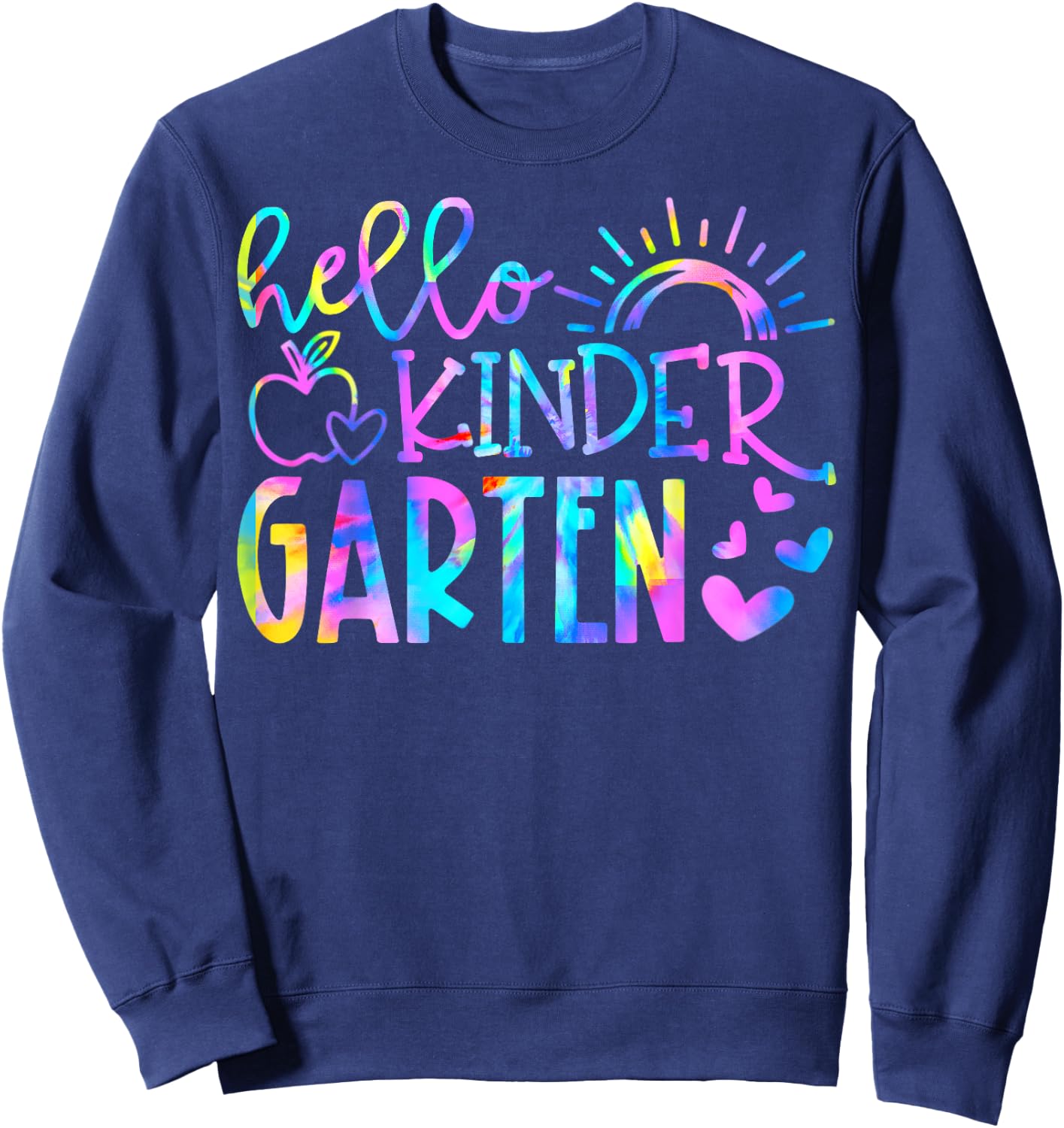 Hello Kindergarten Tie Dye Back To School Kinder Teacher Kid Sweatshirt - Sweatshirt | Navy