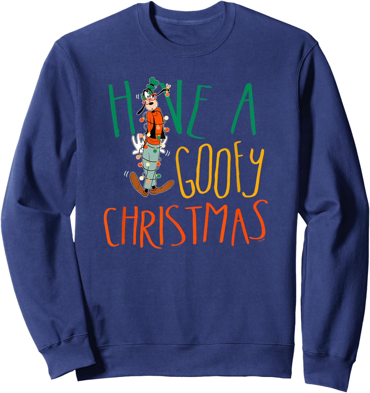 Disney Have a Goofy Christmas Tangled Lights Funny Sweatshirt - Sweatshirt | Navy