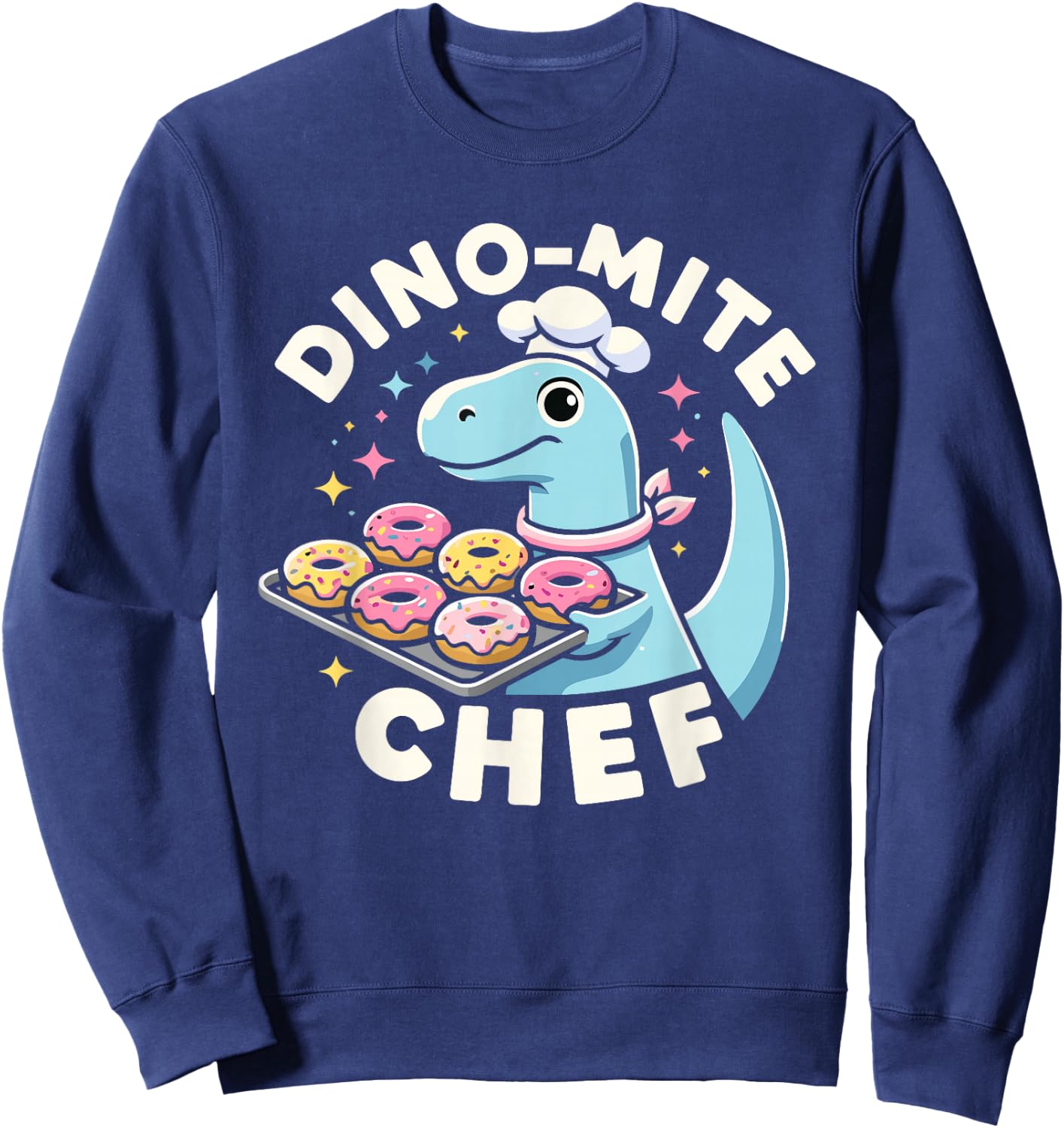 Dino-Mite Chef Cooking Dinosaur T-Rex Sweatshirt - Sweatshirt | Navy