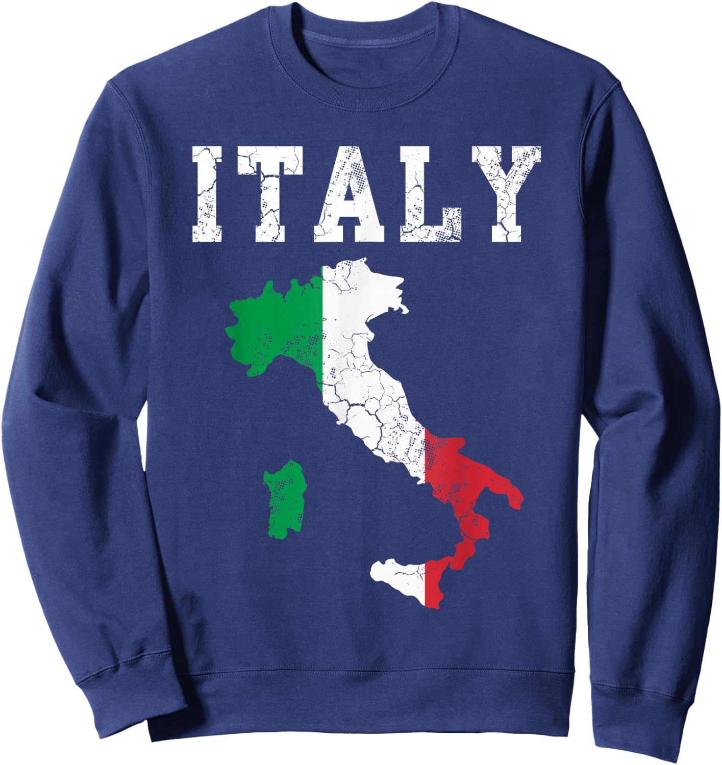 Italy Italia Flag Map Italian Vintage Fade Sweatshirt - Sweatshirt | Navy