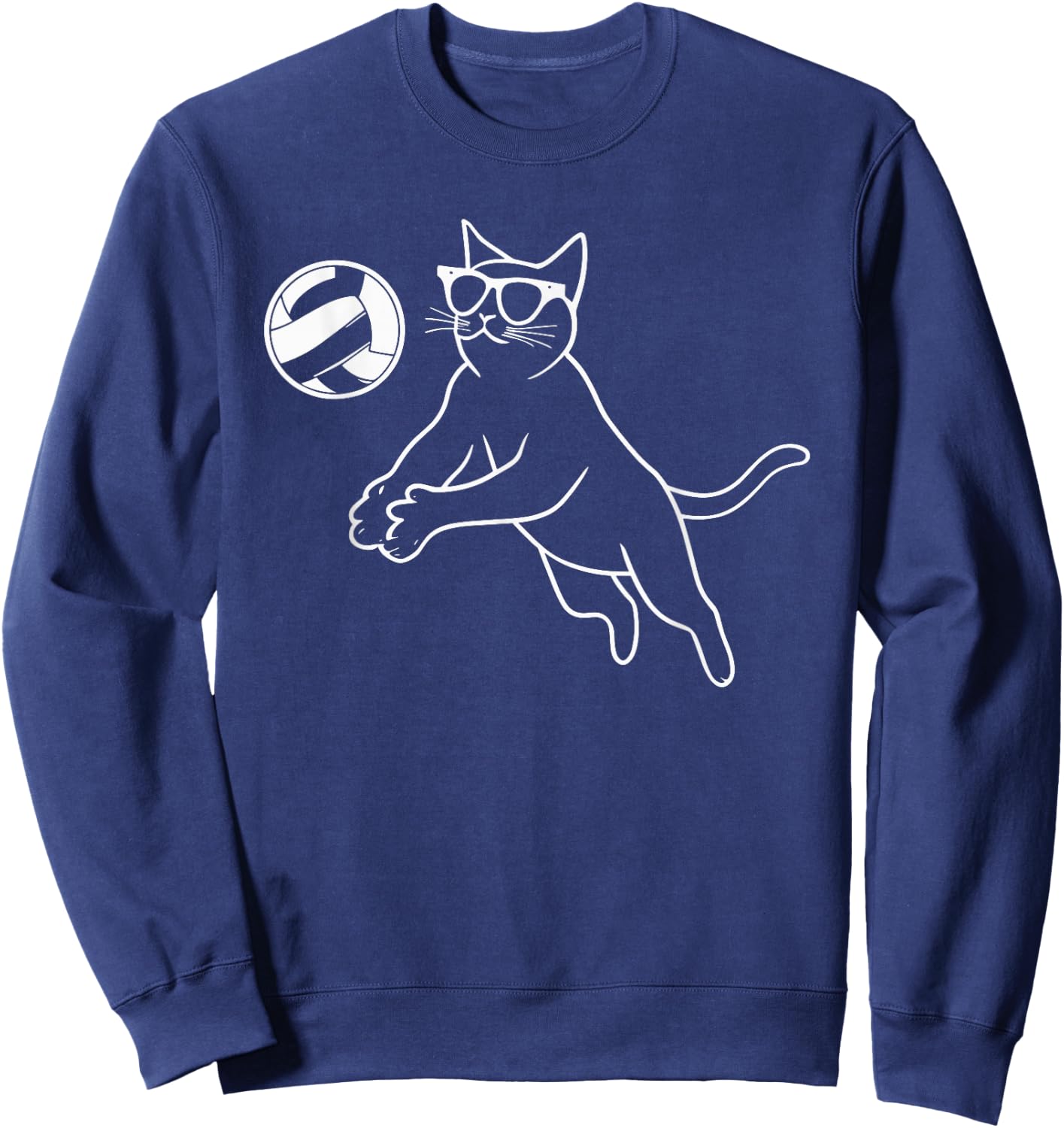 Cat Wearing Sunglasses Volleyball Cat Sweatshirt - Sweatshirt | Navy