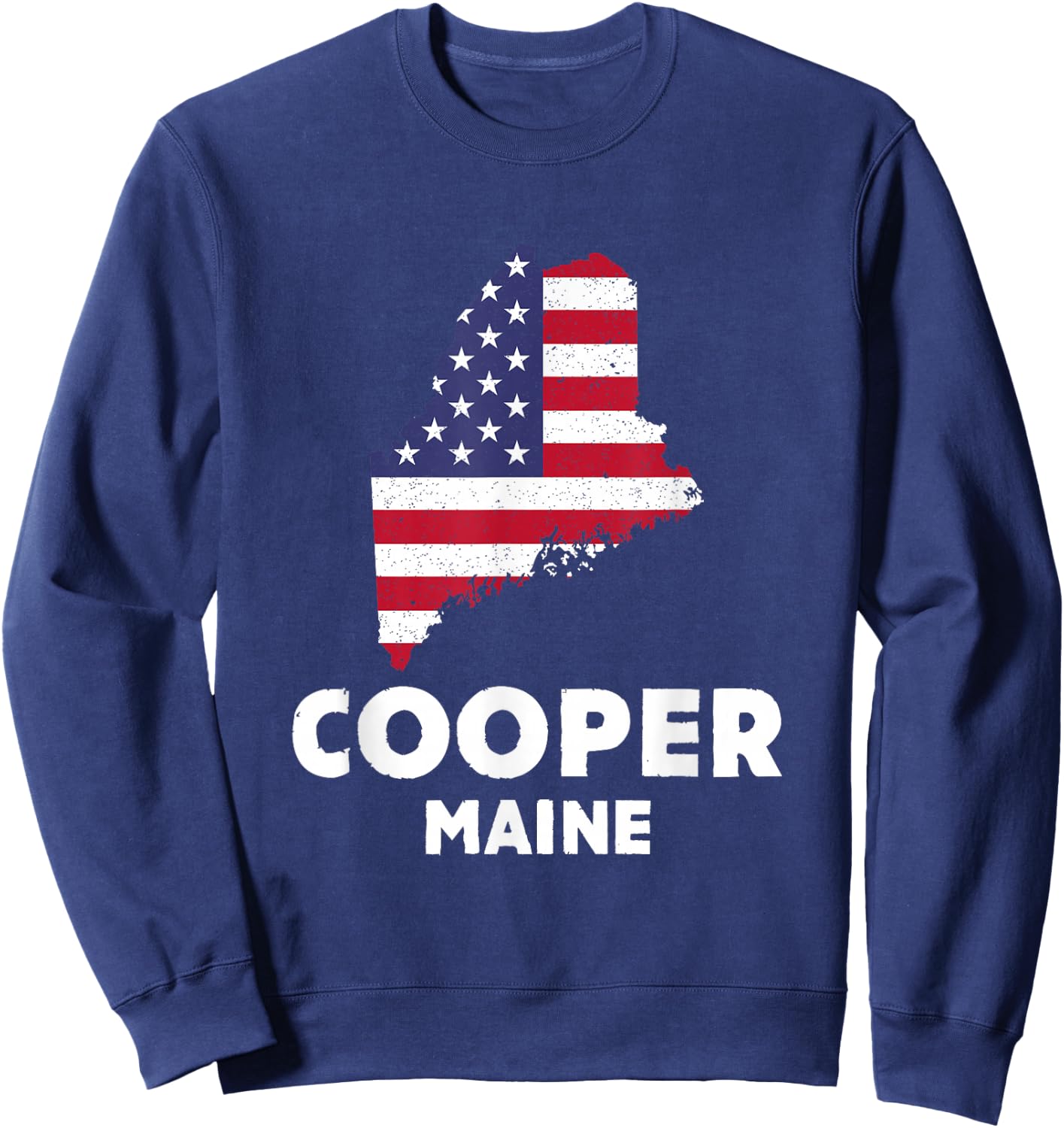 Distressed Patriotic USA Flag Cooper, Maine Sweatshirt - Sweatshirt | Navy