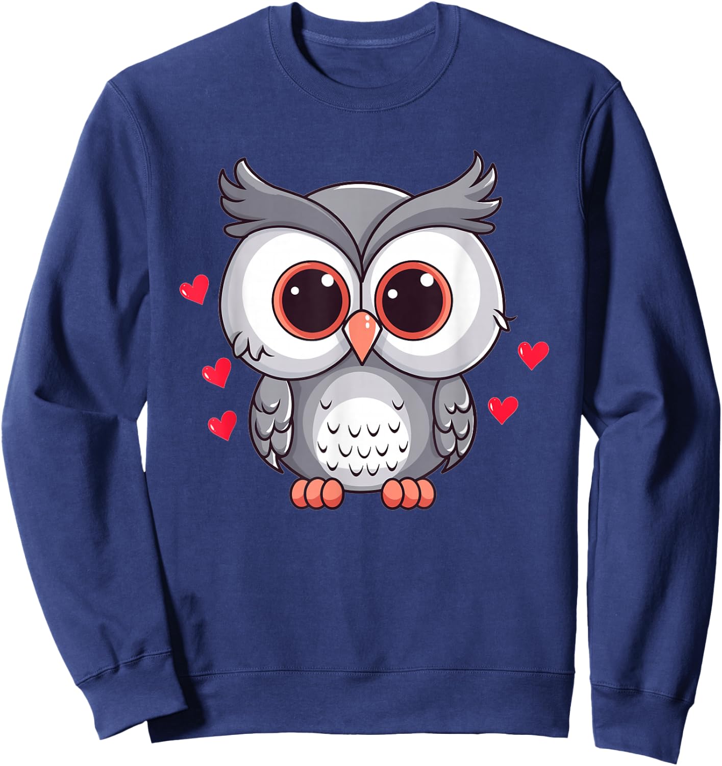Cute Owl With Hearts I Owl Sweatshirt - Sweatshirt | Navy