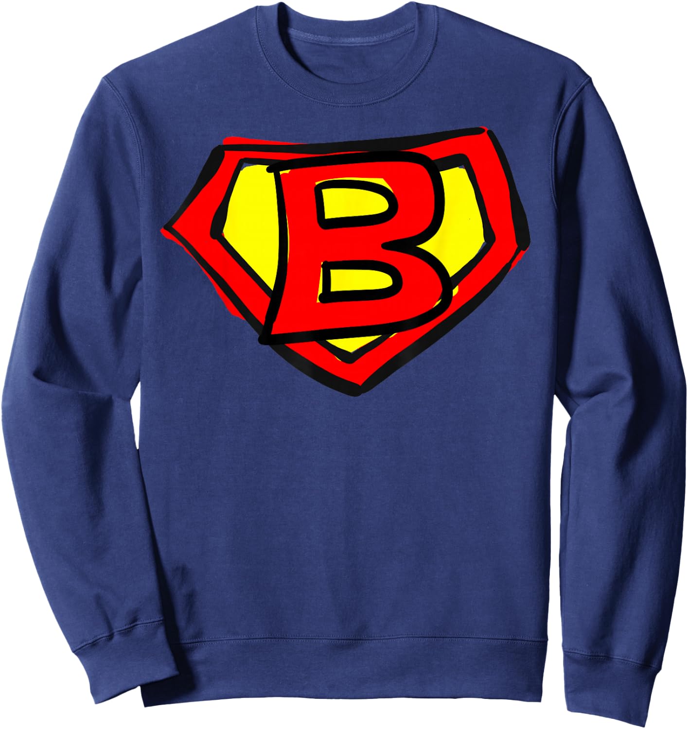 Superhero Letter on Chest B Cute Cartoon Version Sweatshirt - Sweatshirt | Navy
