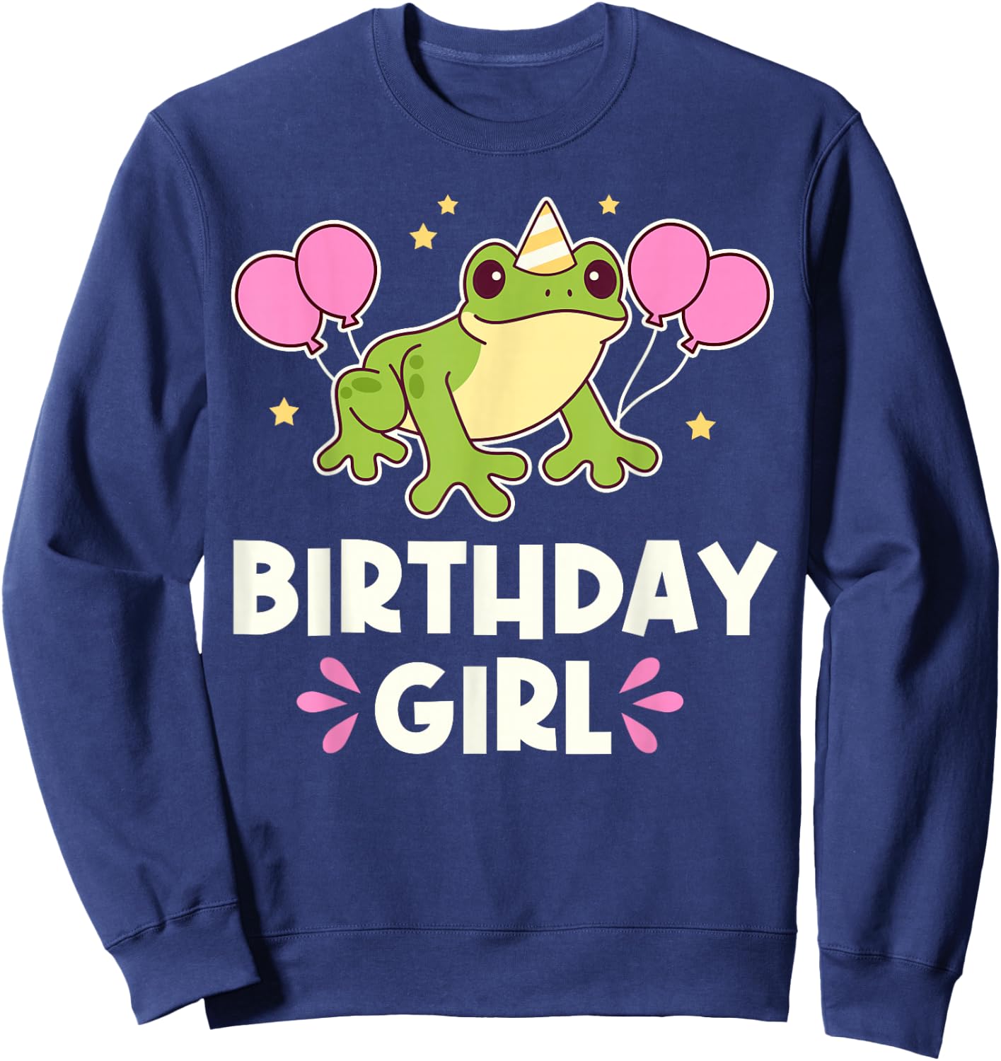 Cute Birthday Girl Frog Graphic Sweatshirt - Sweatshirt | Navy