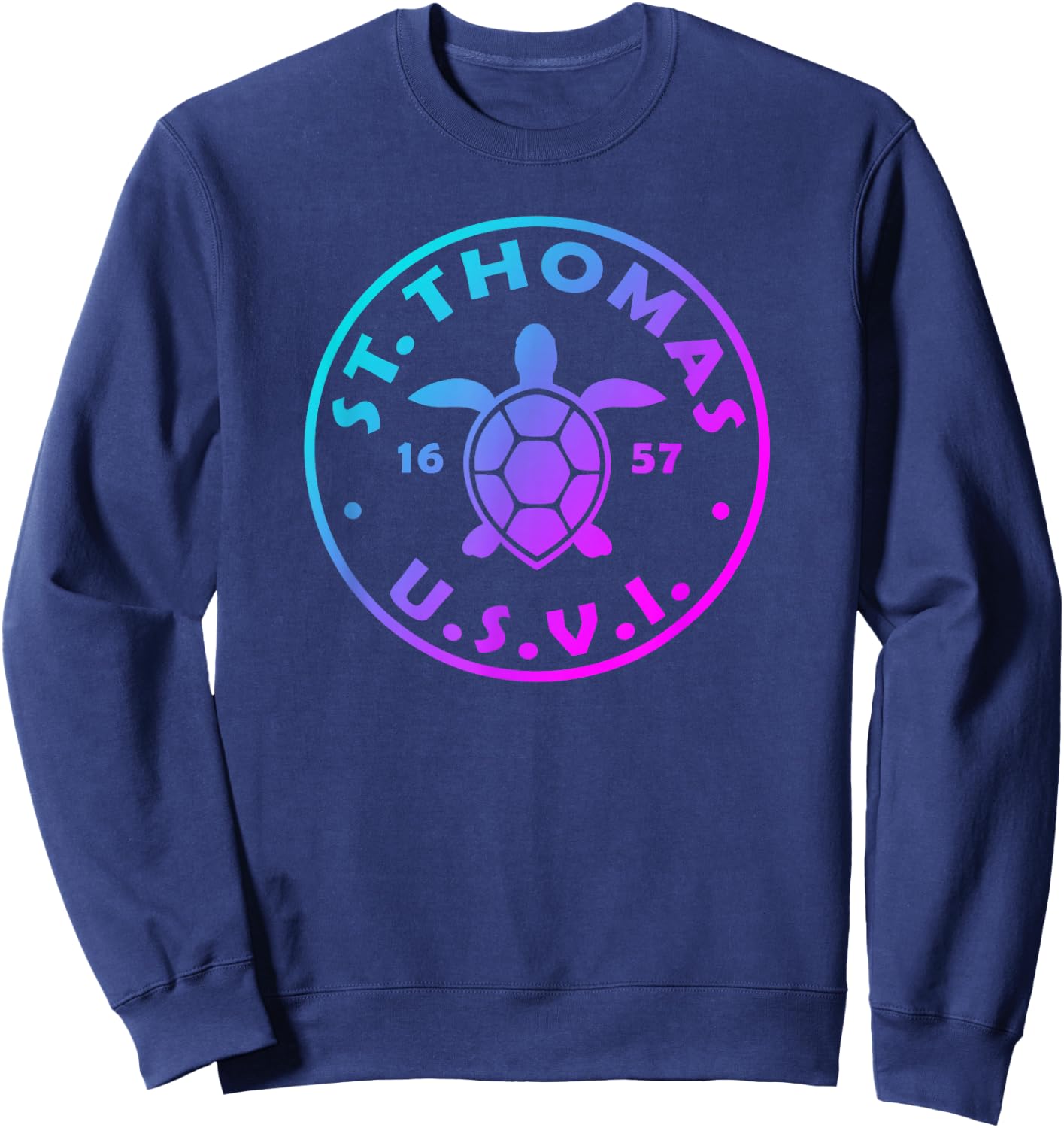 St Thomas USVI Sea Turtle Boys Girls Colorful Souvenir Sweatshirt - Sweatshirt | Navy