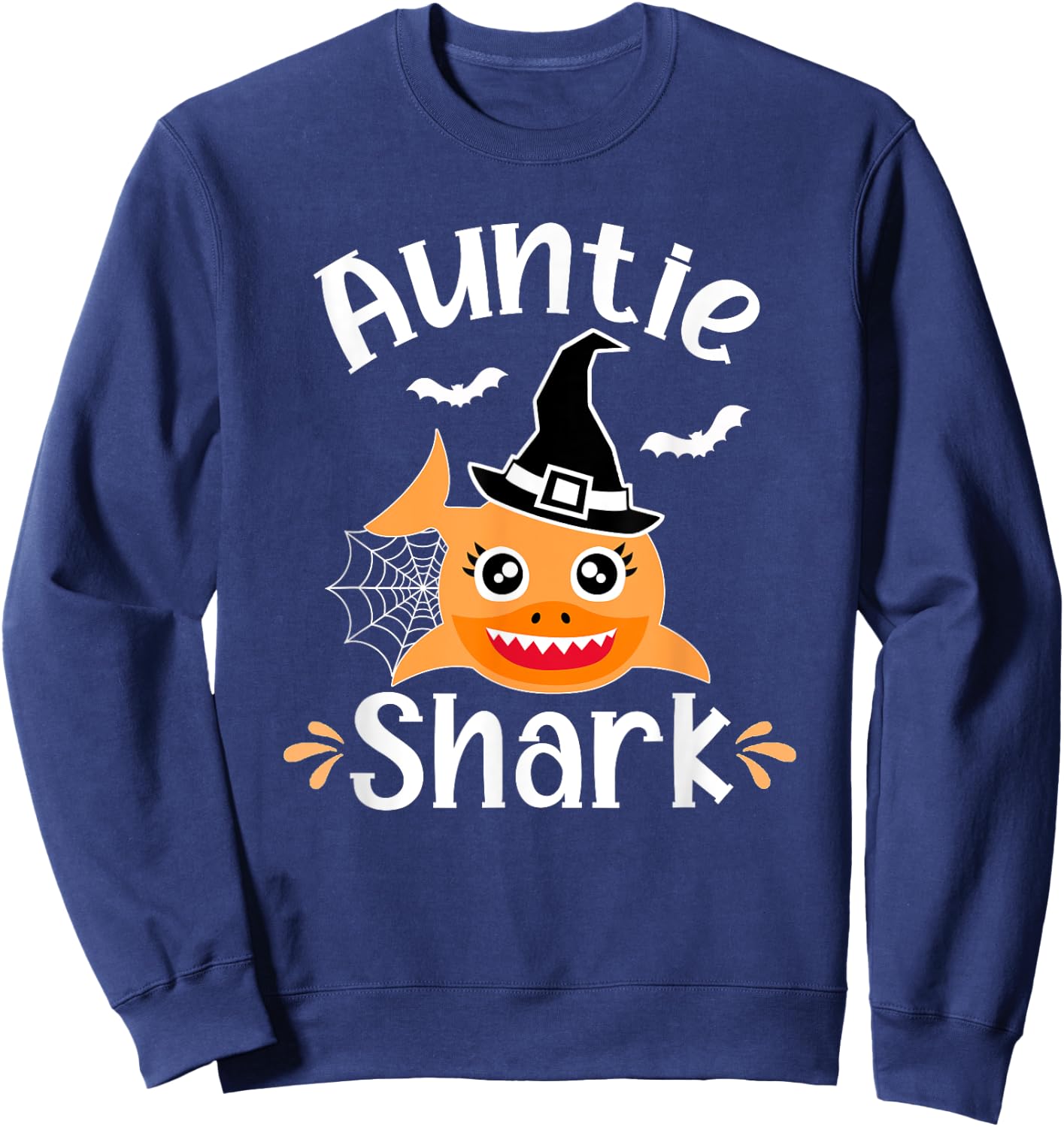 Auntie Shark Funny Halloween Sweatshirt - Sweatshirt | Navy