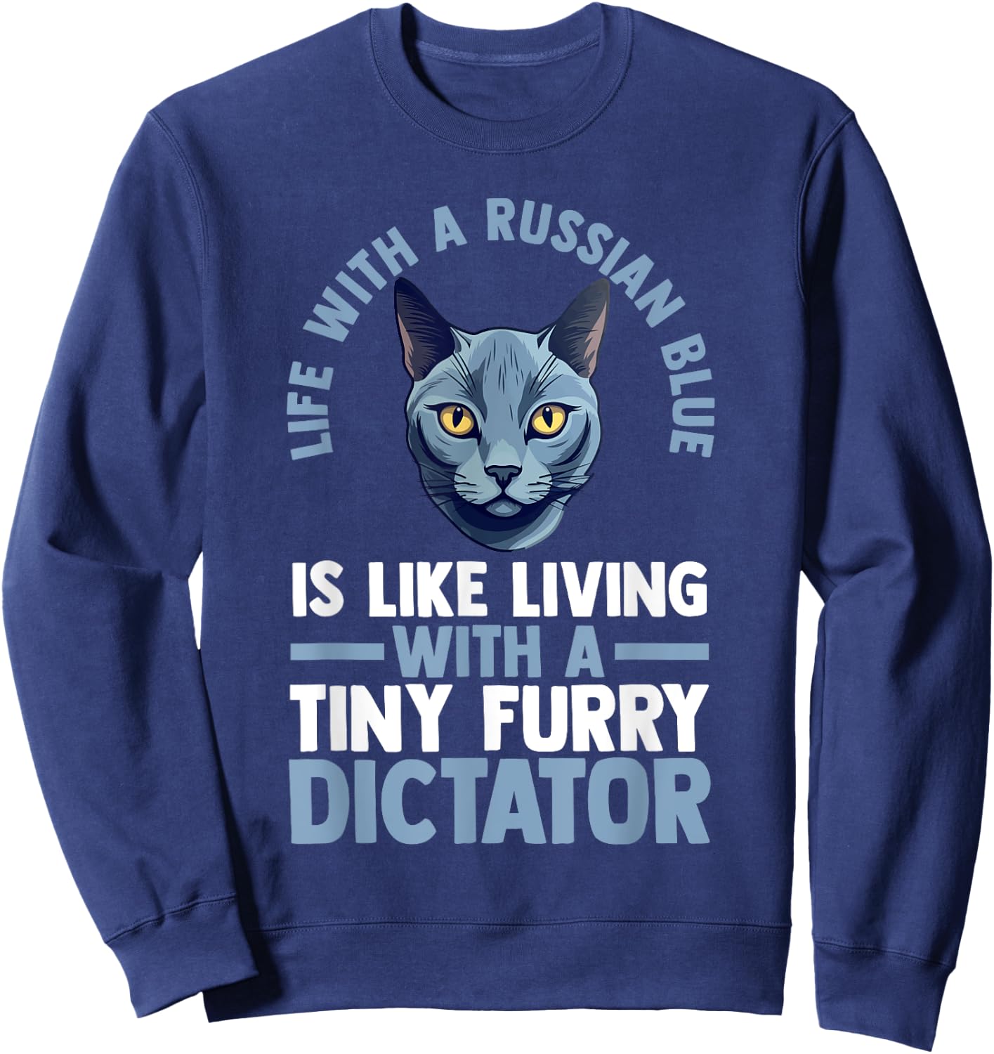 Cat Russian Blue Men Women Sweatshirt - Sweatshirt | Navy