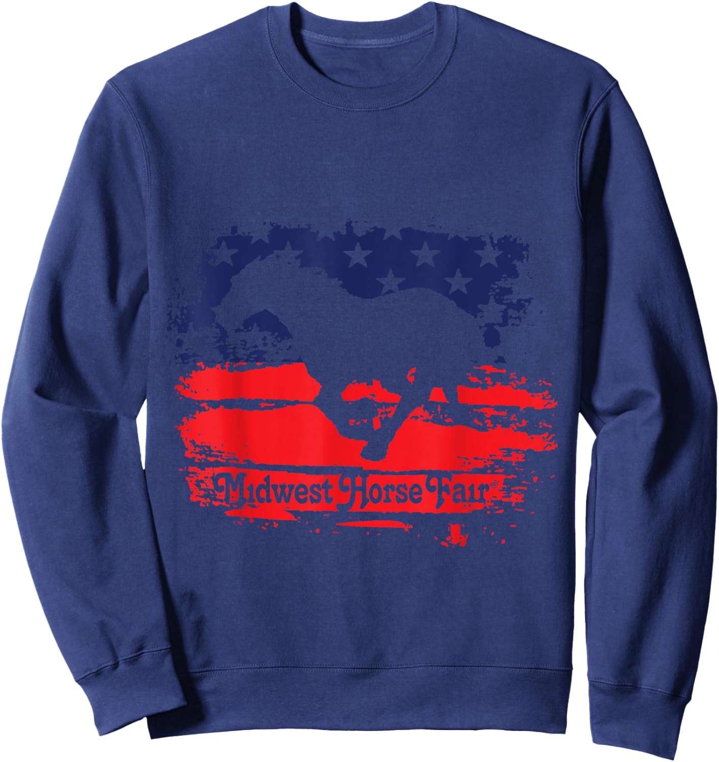 Midwest Horse Fair Red/White/Blue Flag Sweatshirt - Sweatshirt | Navy