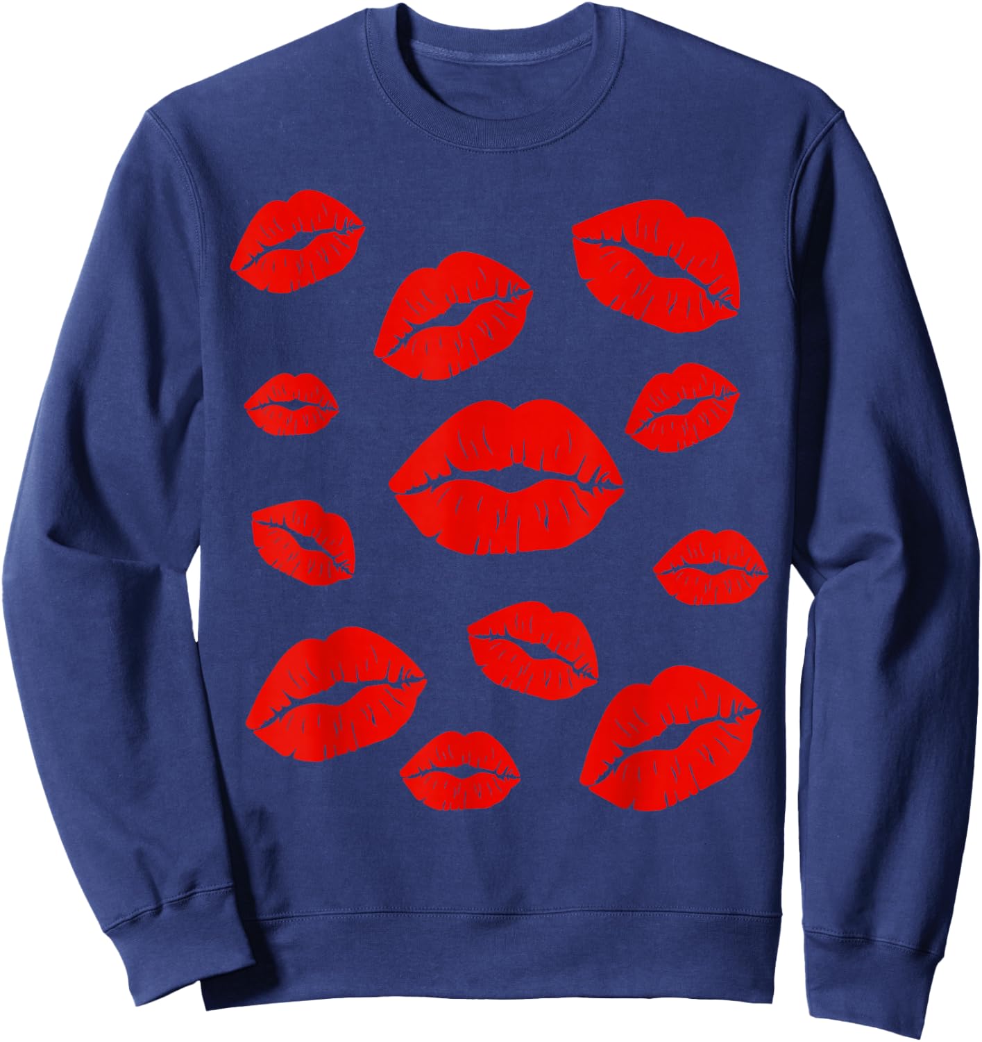 Kiss Lips All Over Kissy Lipstick Sweatshirt - Sweatshirt | Navy