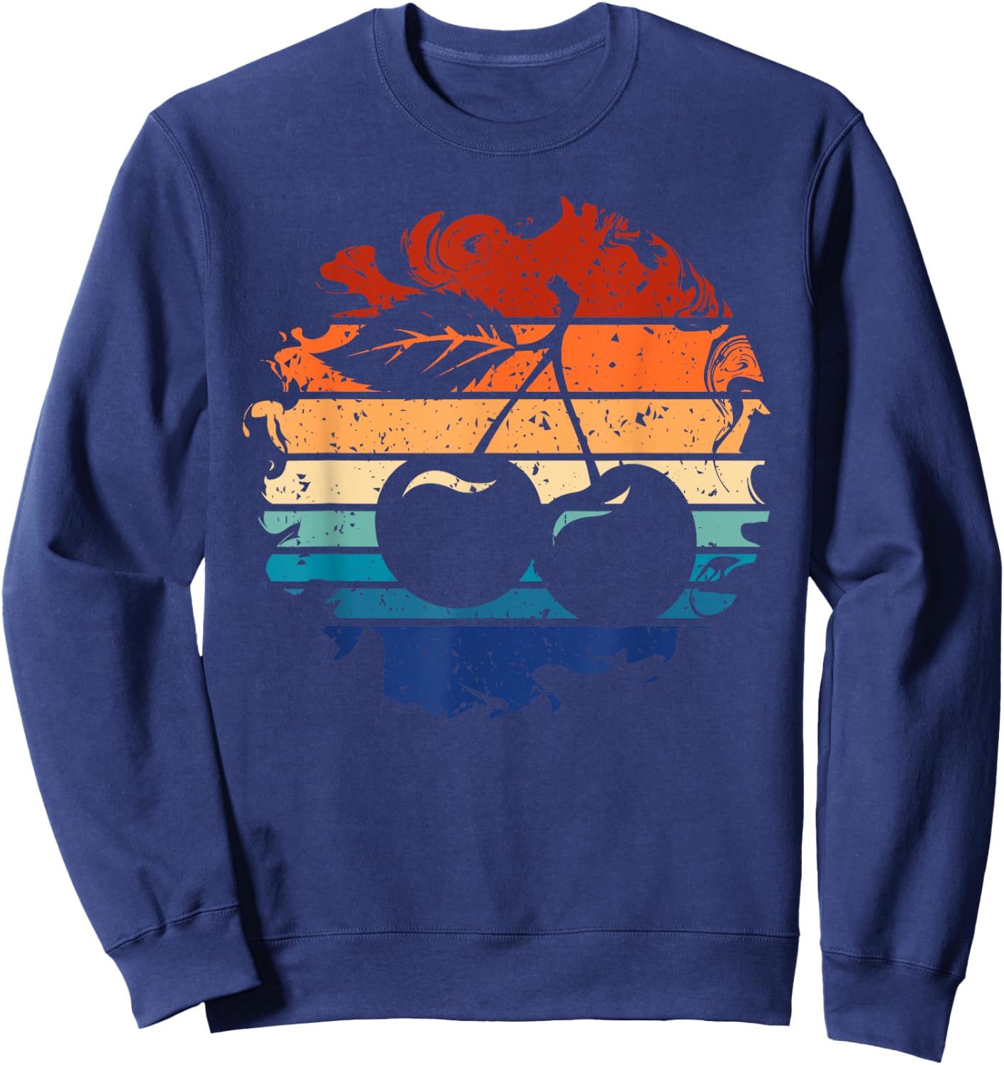 Cherry Retro Cherries Vintage 80s Style Sweatshirt - Sweatshirt | Navy